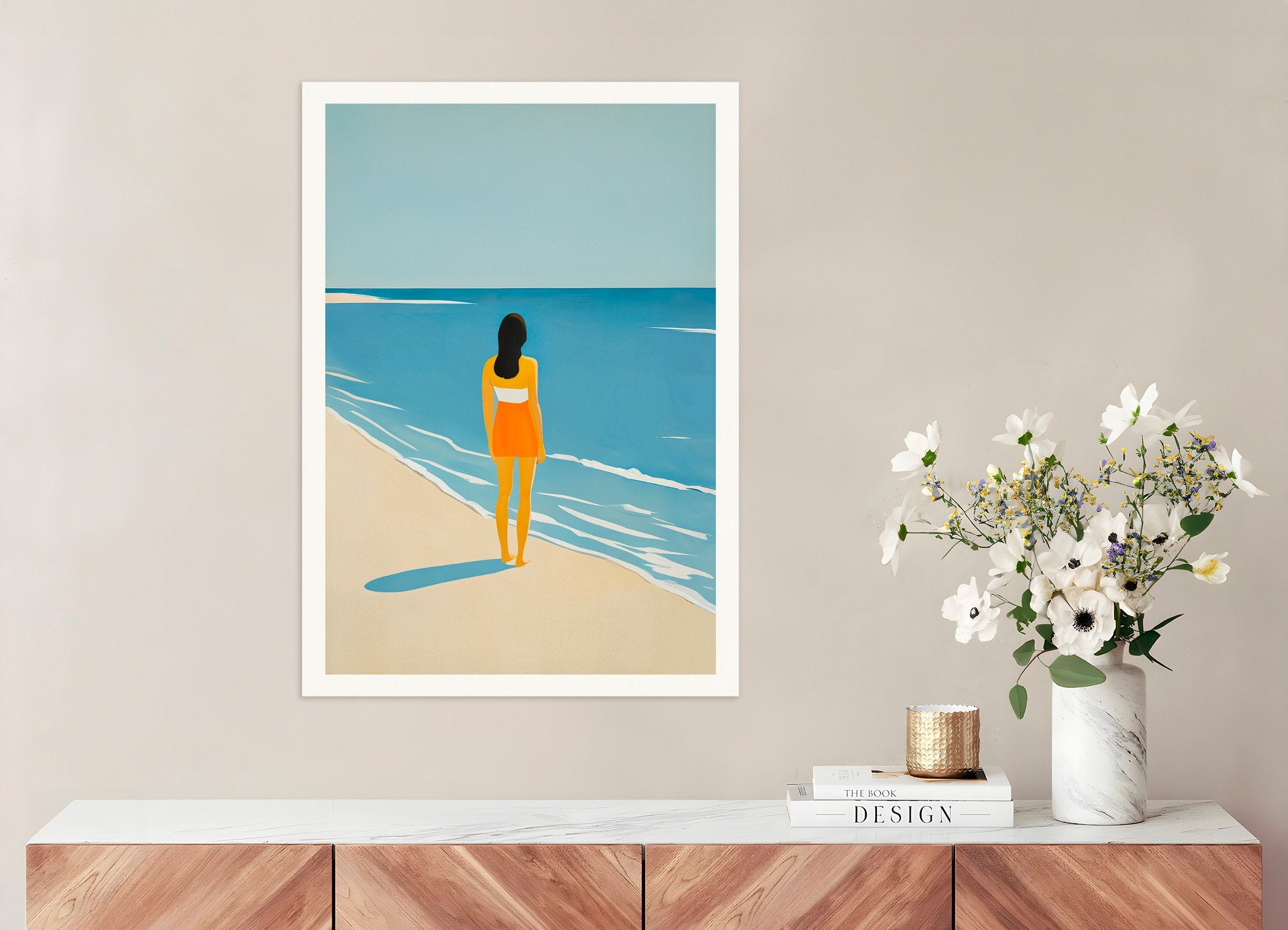Poster of Vi Beach - Sunset Orange Coastal Art Print