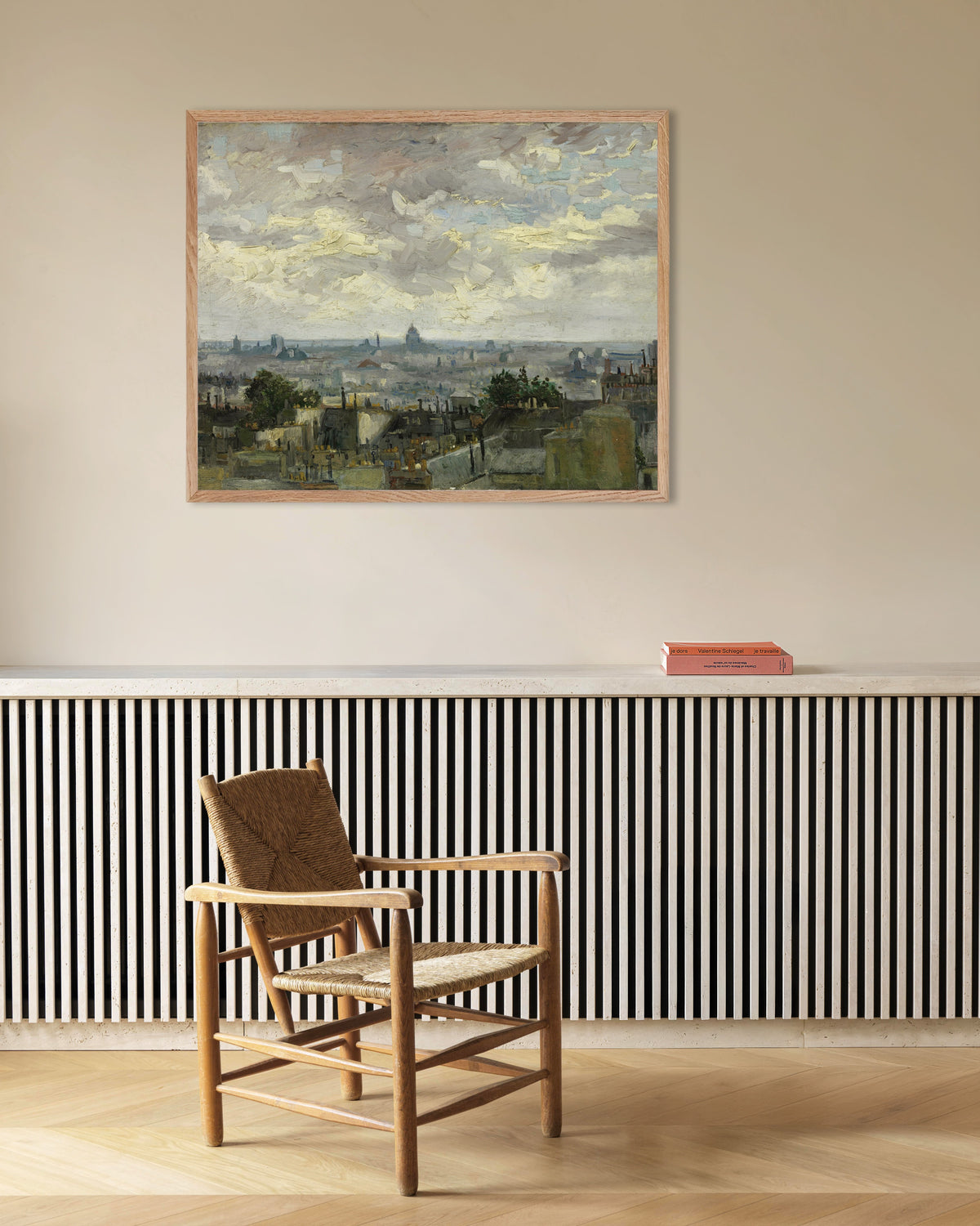 Poster av Utsikt over Paris (1886) av Vincent van Gogh, med ramme av naturtre