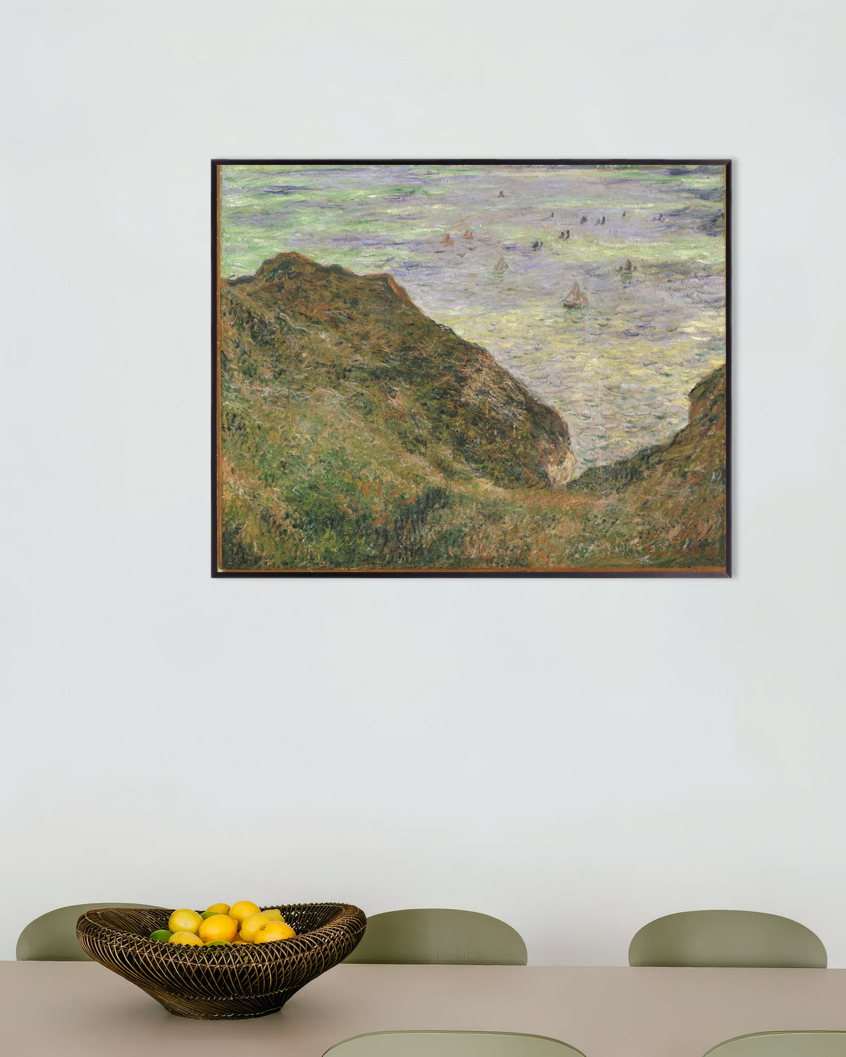 Poster of View over the Sea (1882) by Claude Monet, with metal frame