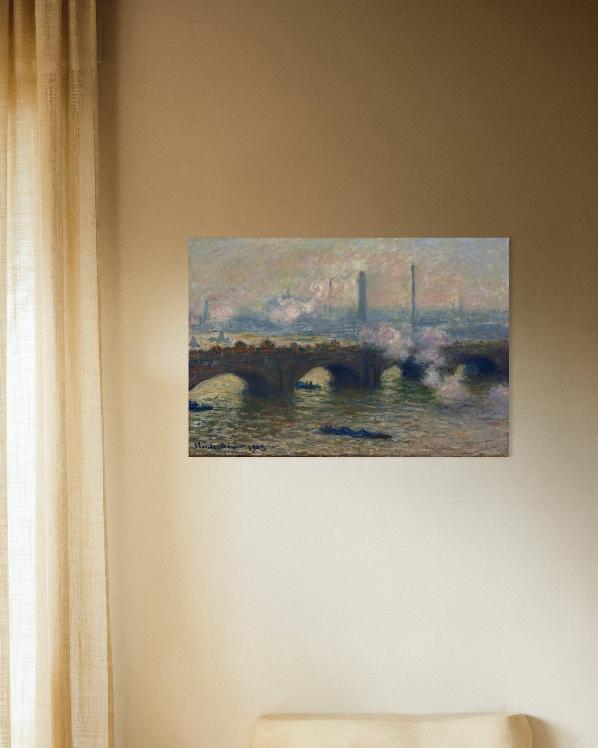 Poster of Waterloo Bridge, Gray Day (1903) by Claude Monet