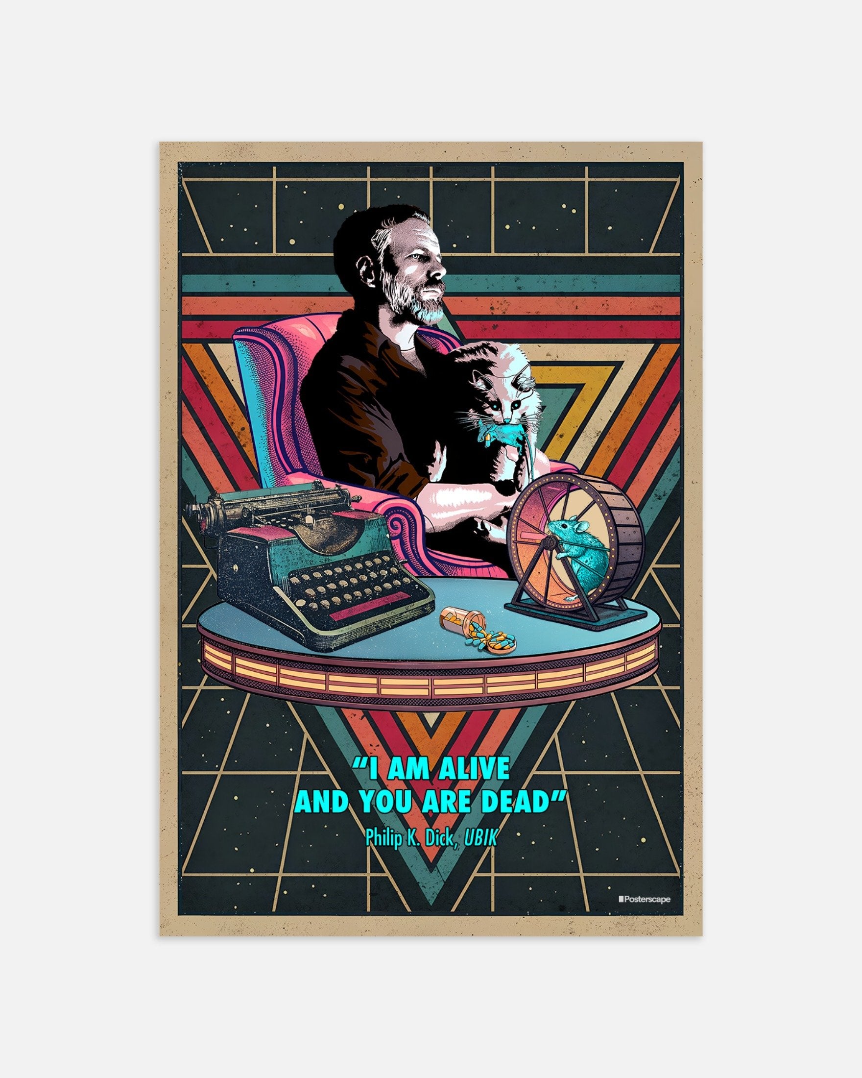Philip K. Dick Poster - "I Am Alive And You Are Dead" - Retro Sci-Fi Print