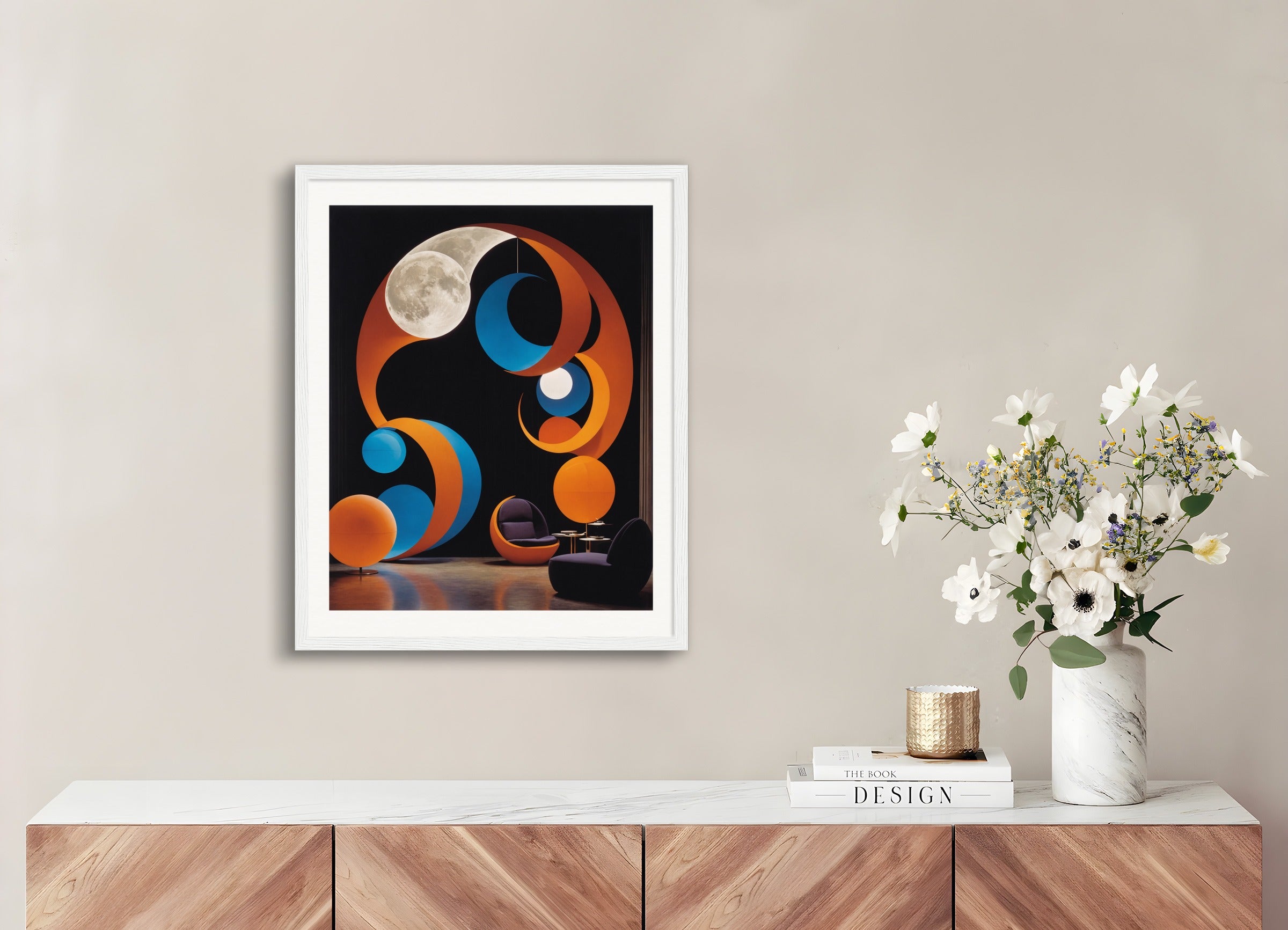 Poster with wood frame: Danish avant-garde and minimalist design, Moon