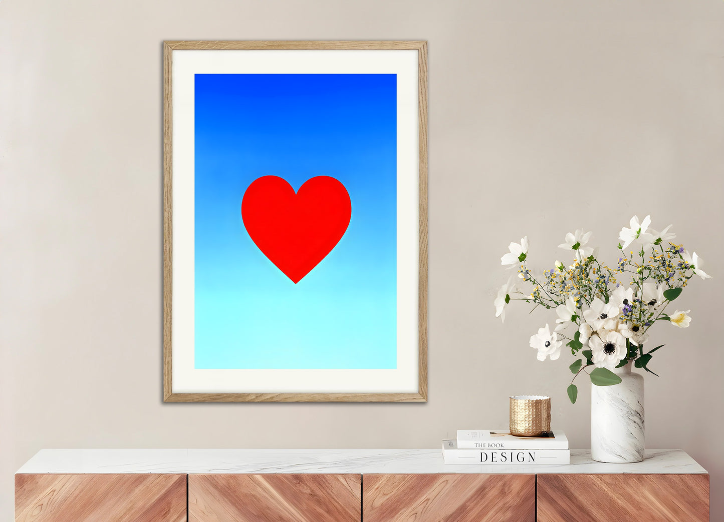 Poster with natural wood frame: Heart in the Sky