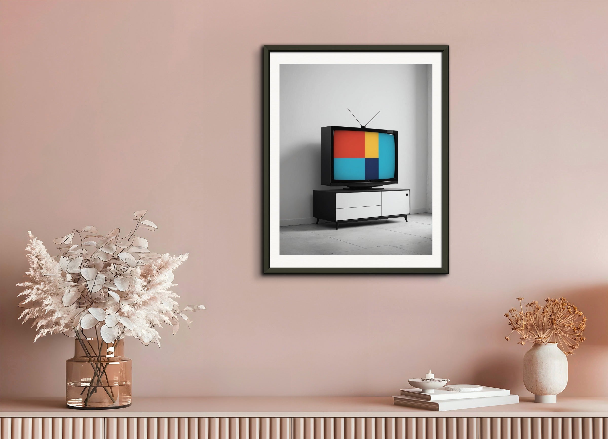 Poster with metal frame: Minimalist abstract art, Television