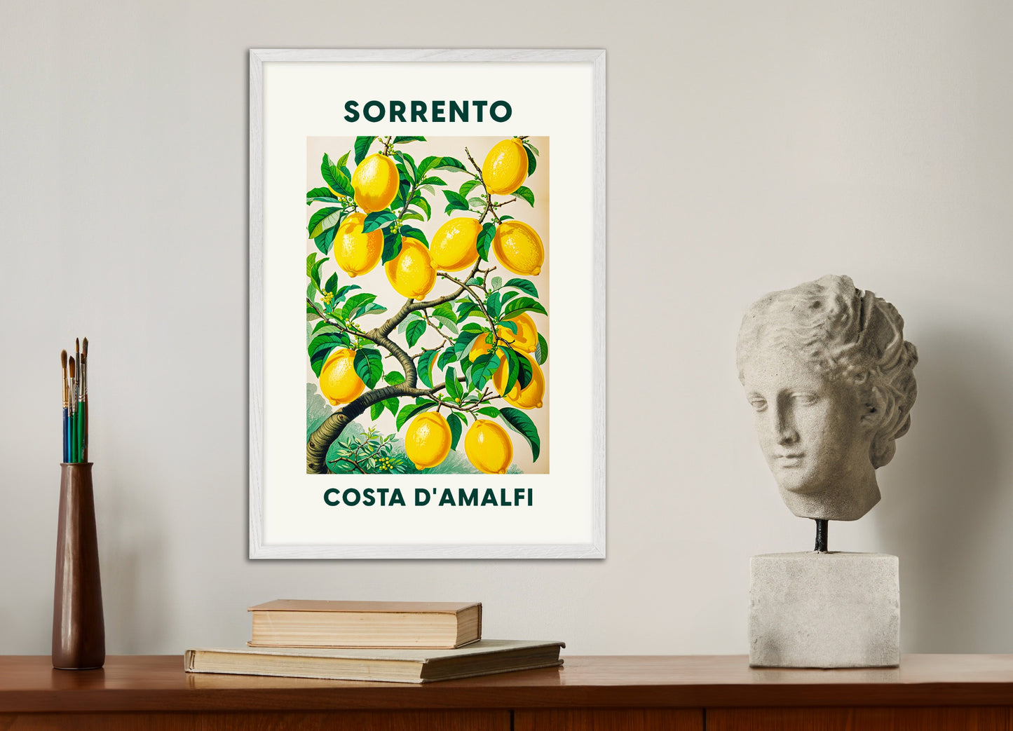 Poster with white wood frame: Lemons of Sorrento - Amalfi Coast