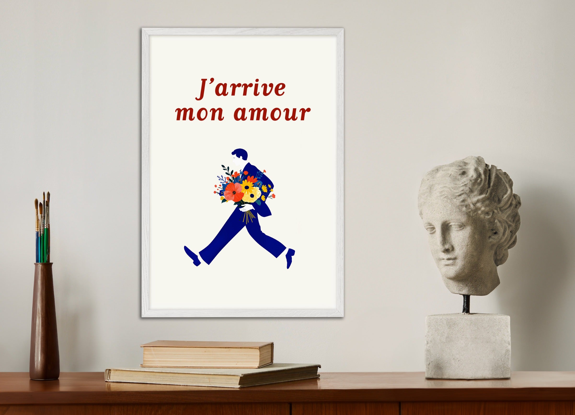 Poster with wood frame: Here I Am, Mon Amour - Flowers