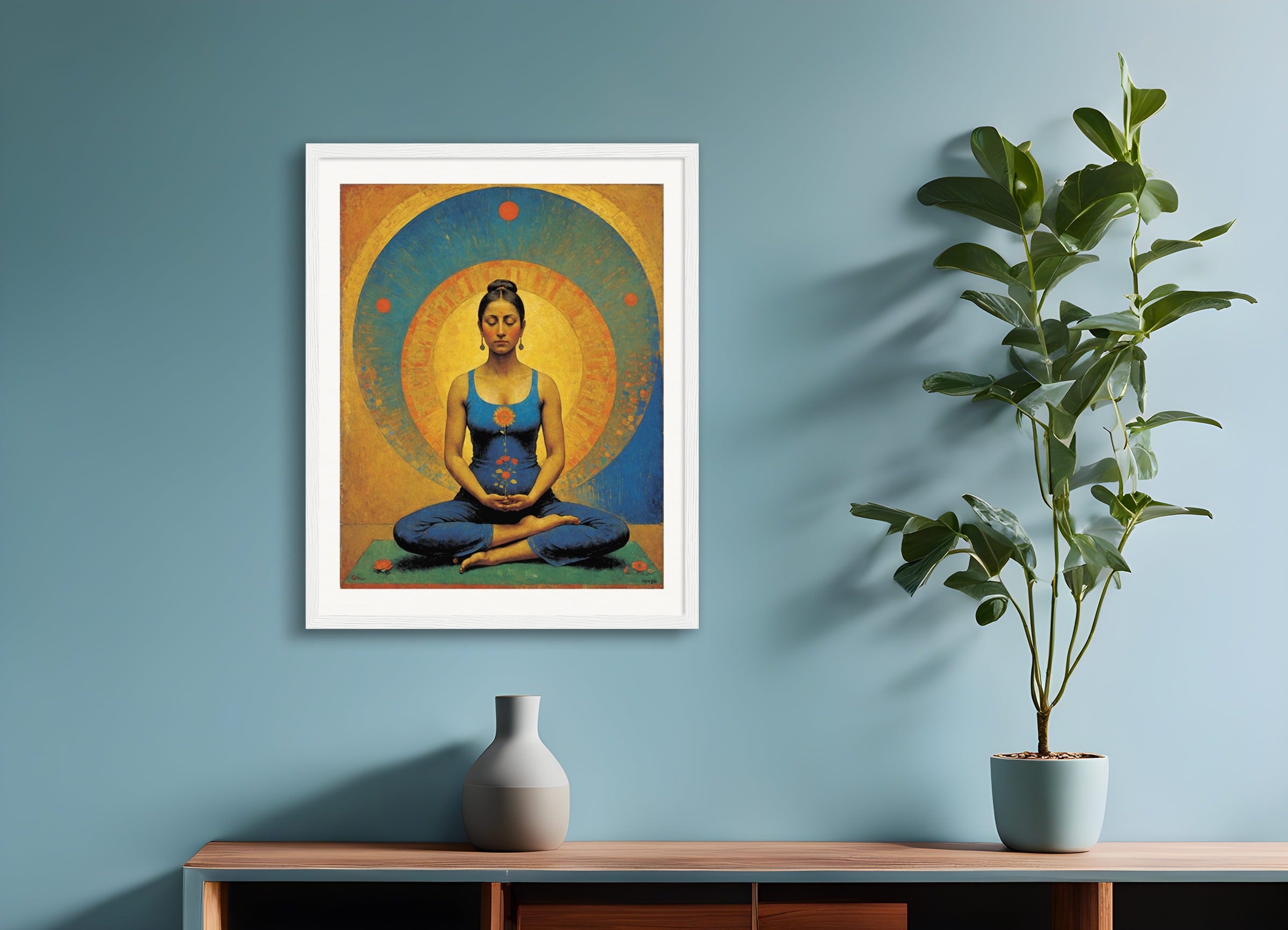 Poster with wood frame: Surreal visions with fantastic images, Yoga