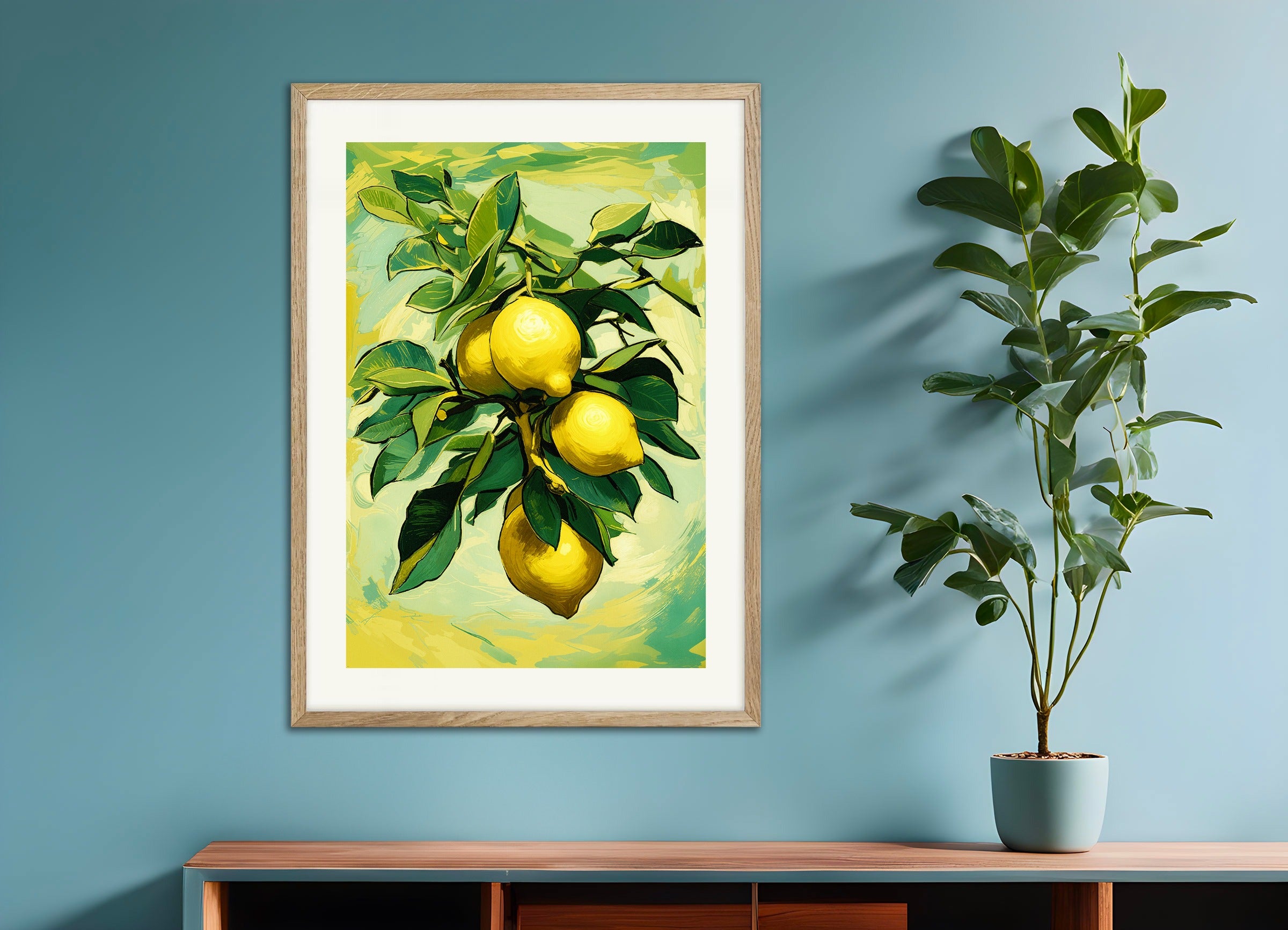 Poster with natural wood frame: Lemons of Sorrento