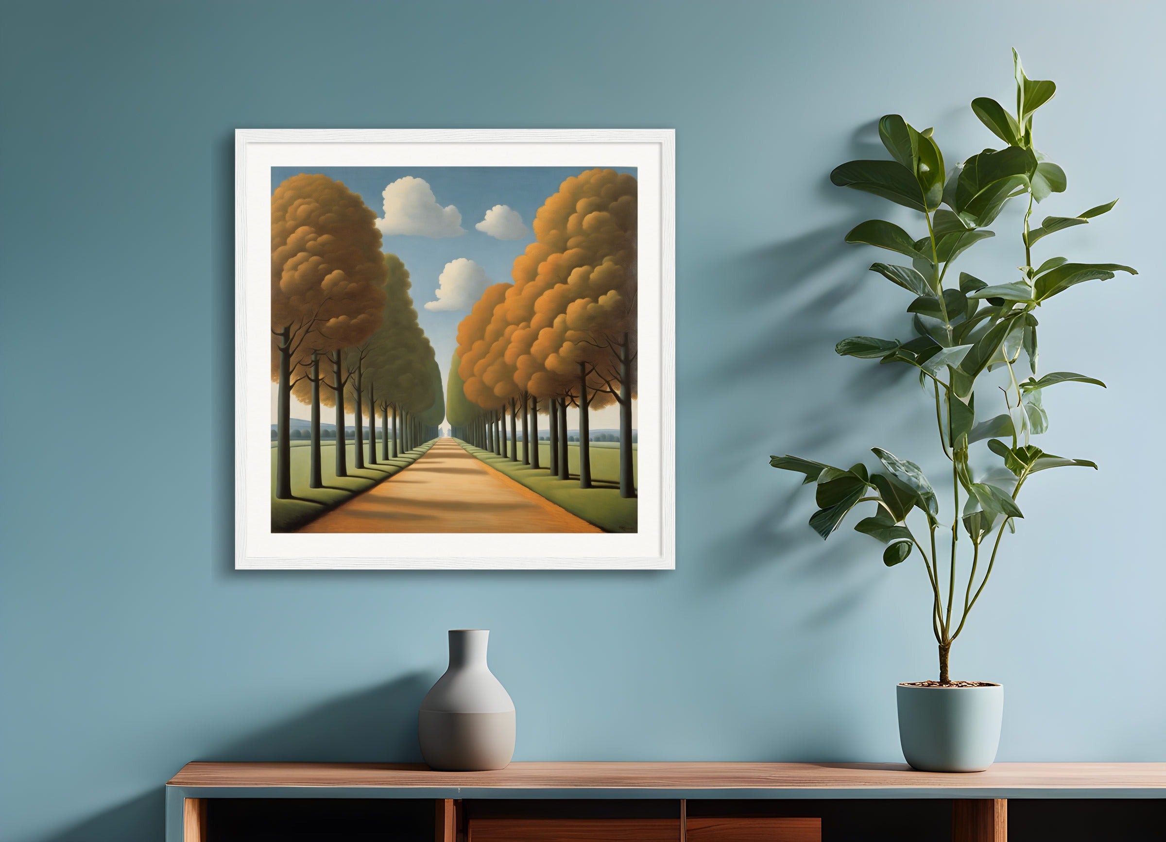 Poster with wood frame: Belgian surrealism, Road