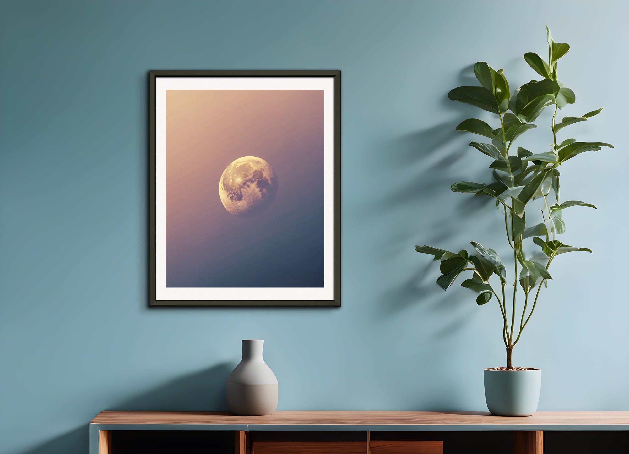 Poster with metal frame: Soothing Abstract Gradients, Moon