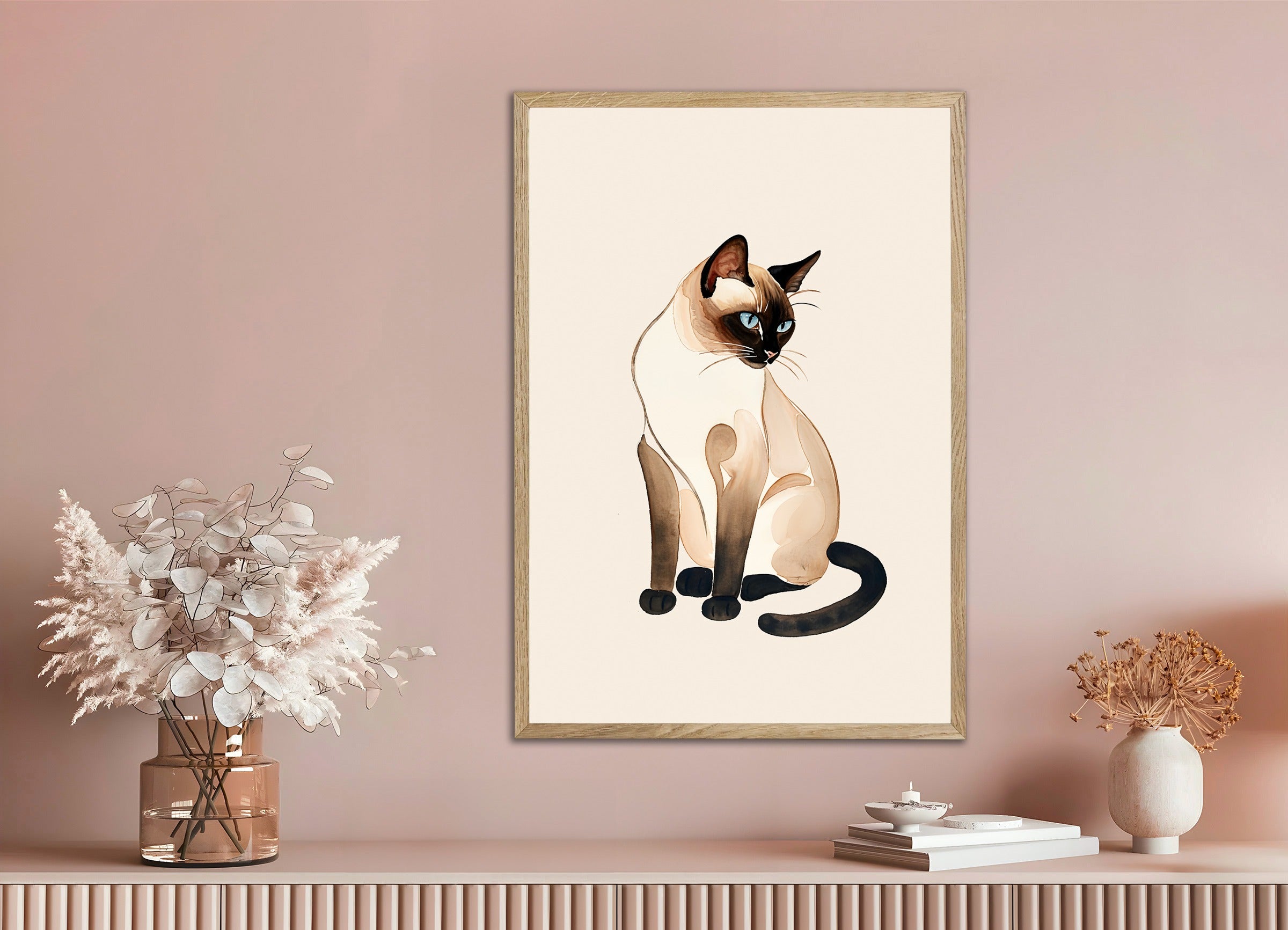 Poster with natural wood frame: Siamese cat 02