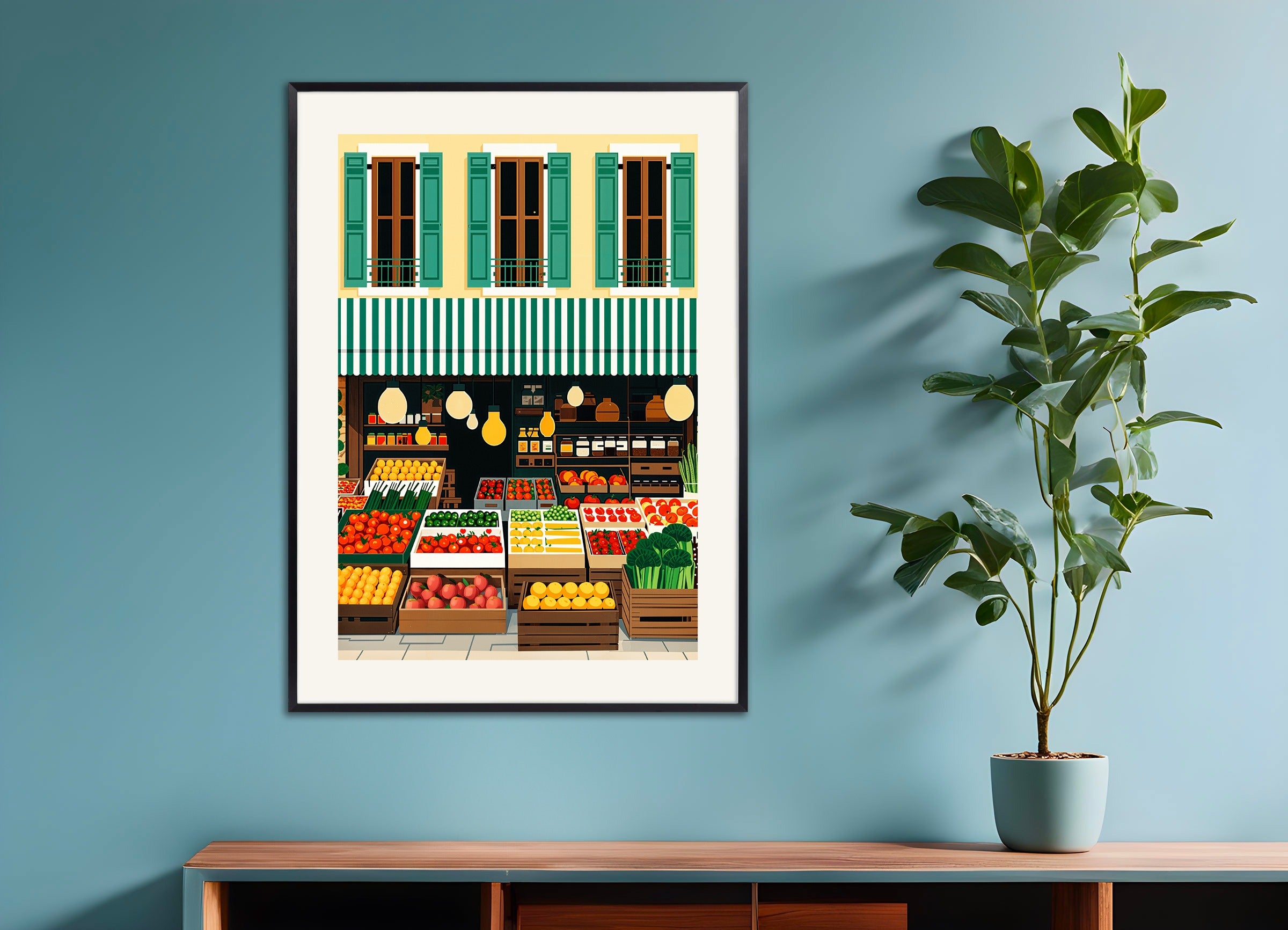 Poster with metal frame: Grocery store poster, fruits and vegetables