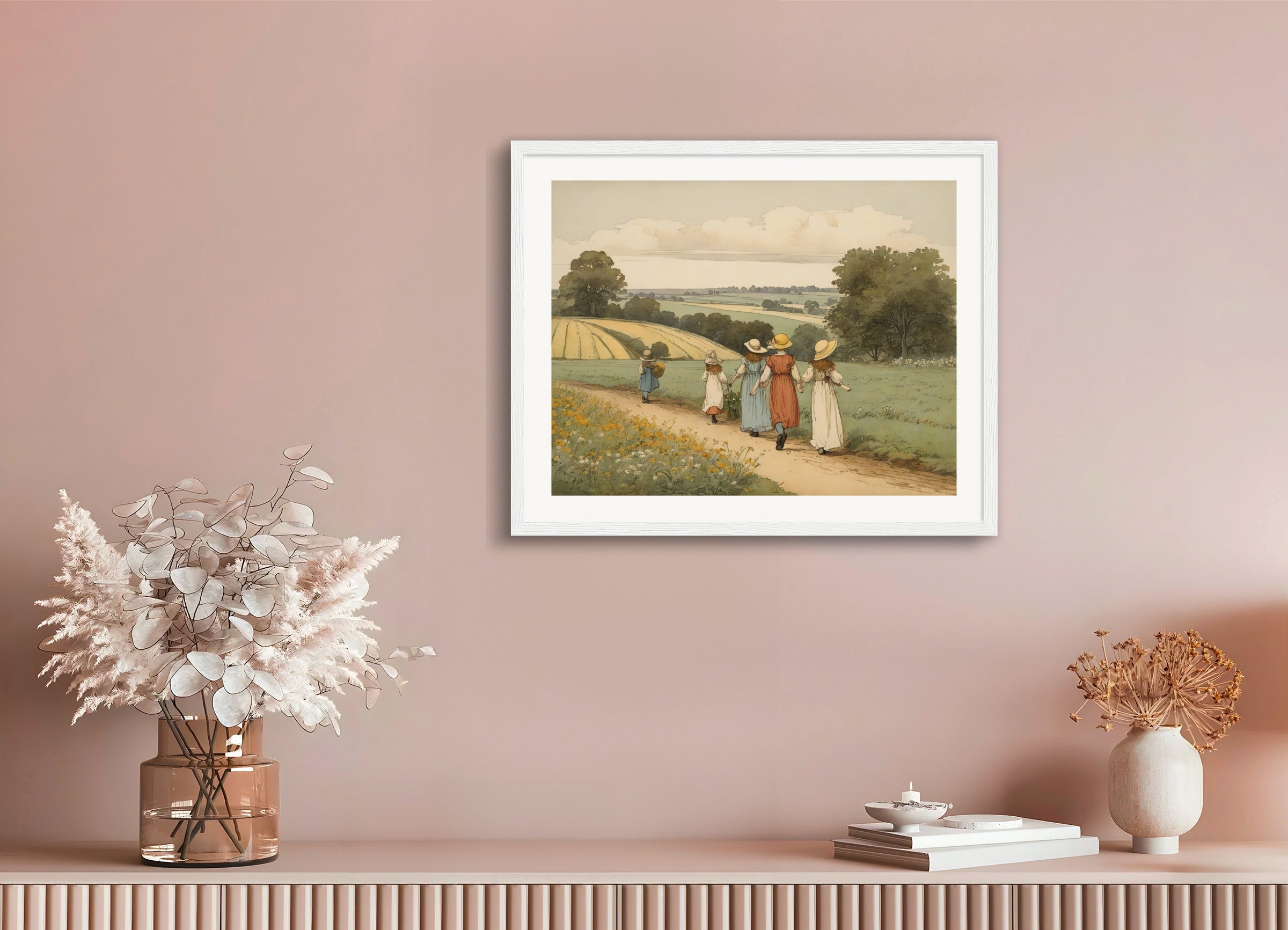 Poster with wood frame: Kate Greenaway, Fields