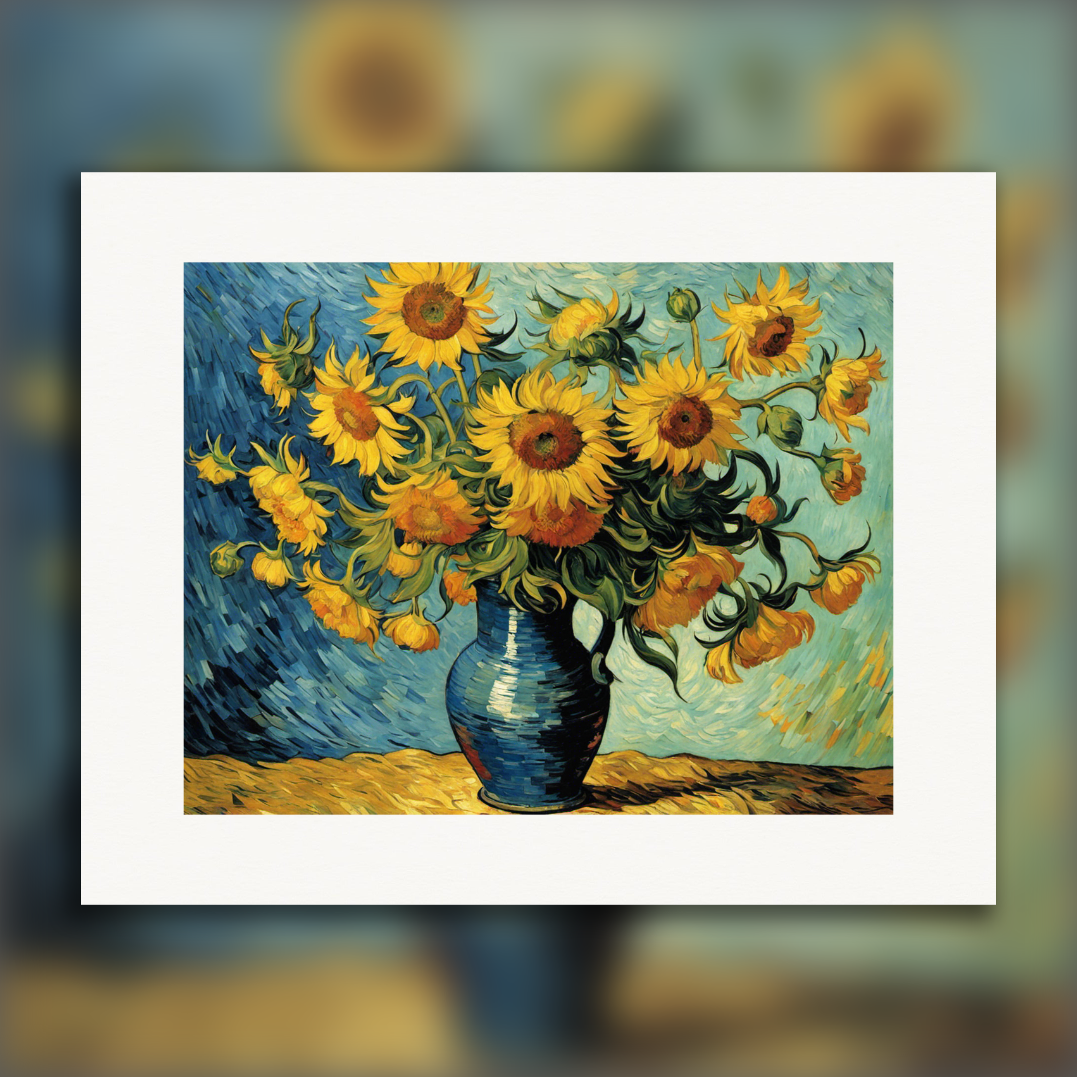 Painting capturing the passionate turbulence of nature and human emotion, sunflowers - Poster