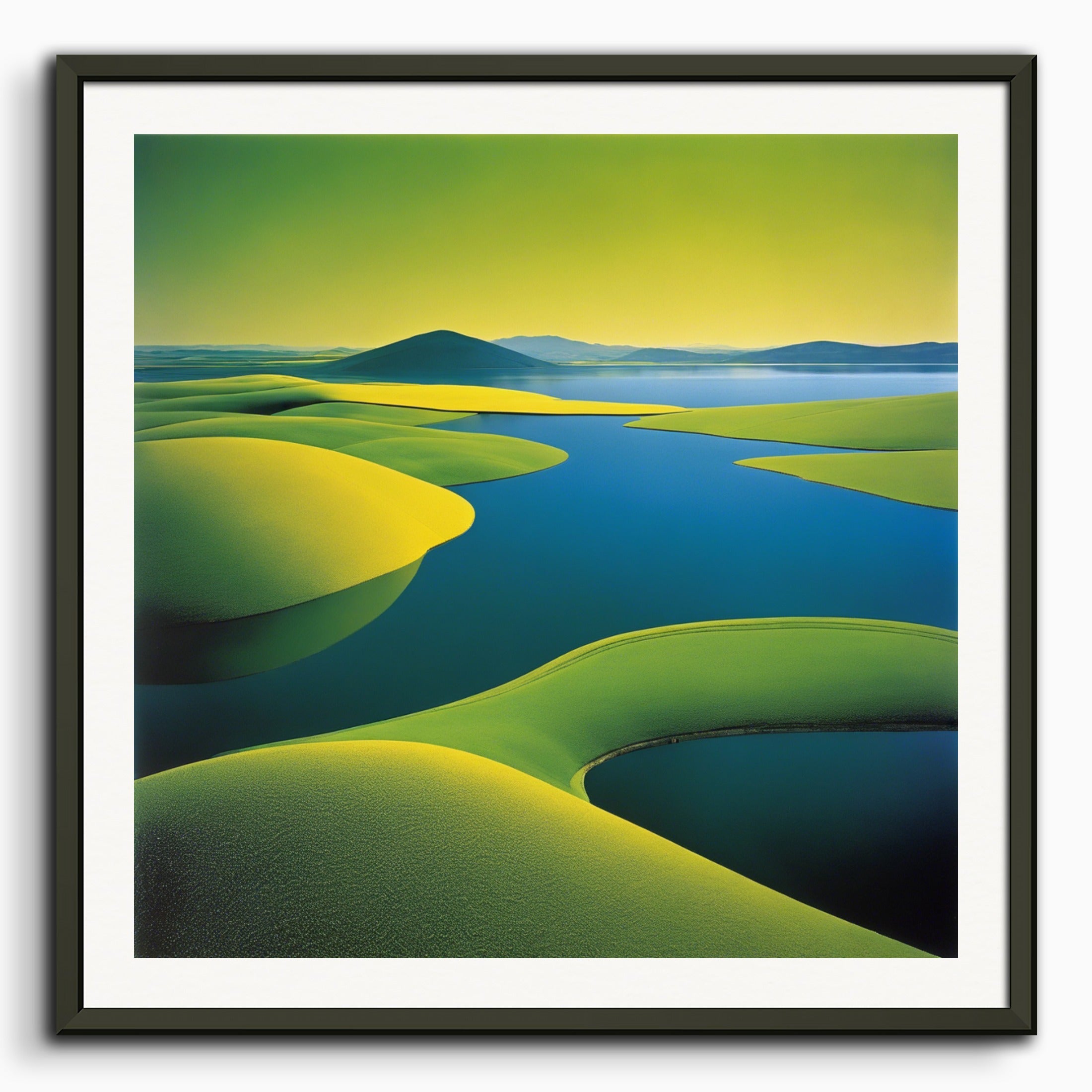 Poster: Colorful and abstract images, capturing geometric compositions in landscapes, Lake