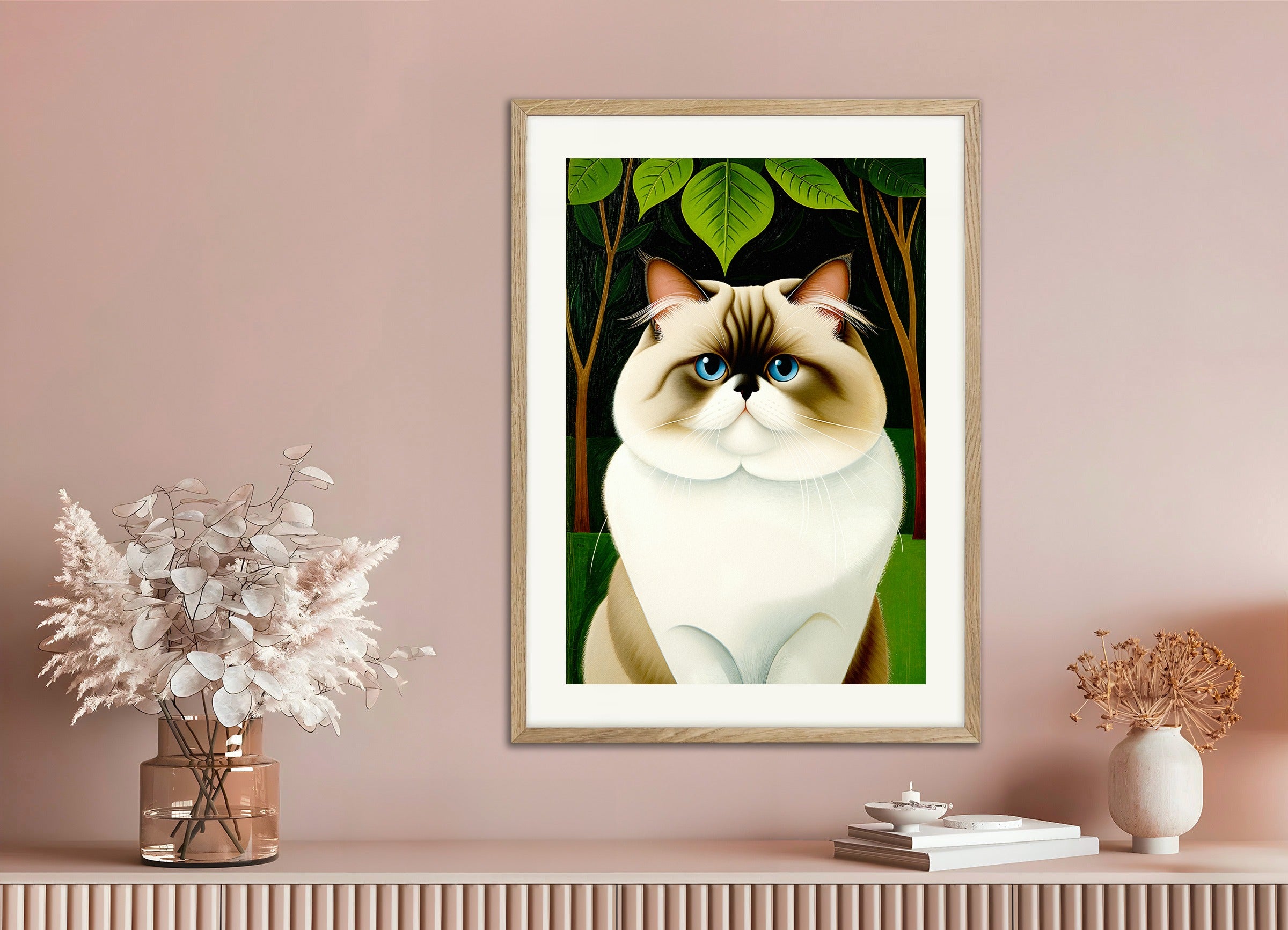 Poster with natural wood frame: Portrait of a Persian Cat