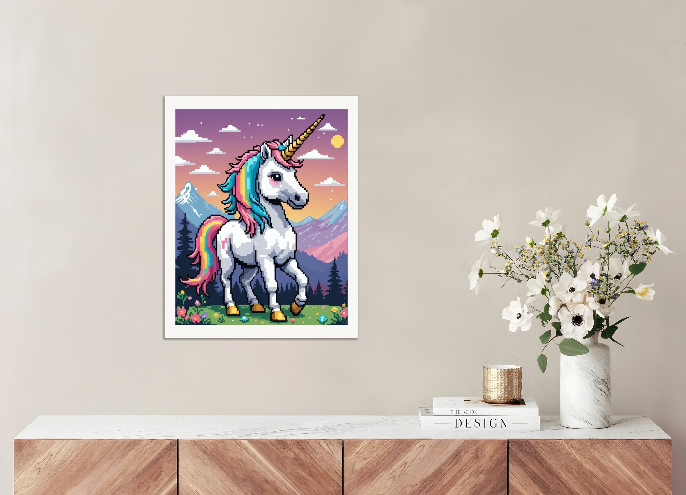 Poster: Pixel Art, Unicorn