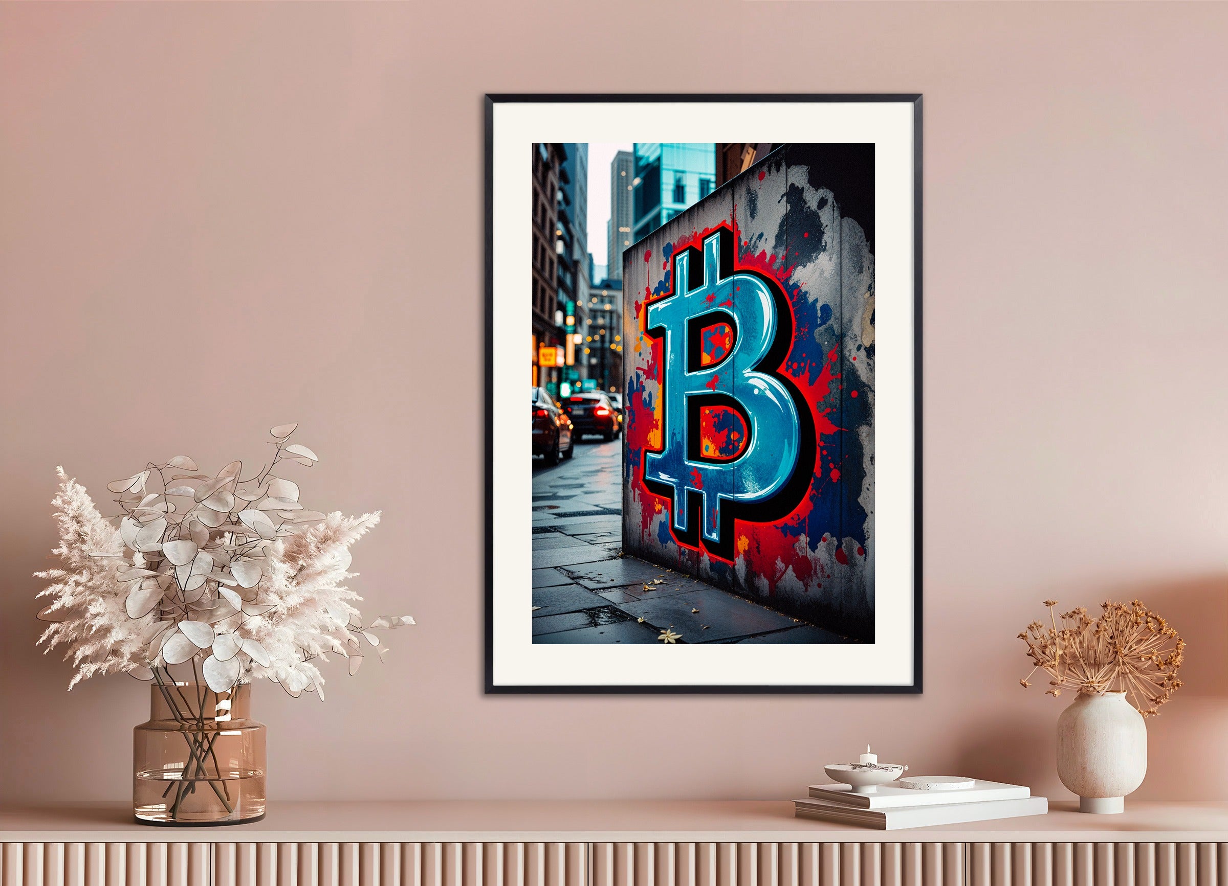 Poster with metal frame: Bitcoin Street Art