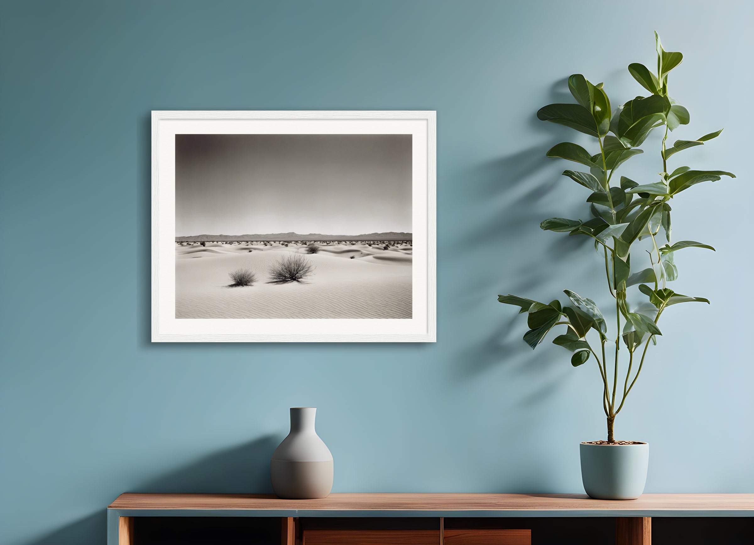 Poster with wood frame: Urban, black and white abstract explorations, Desert