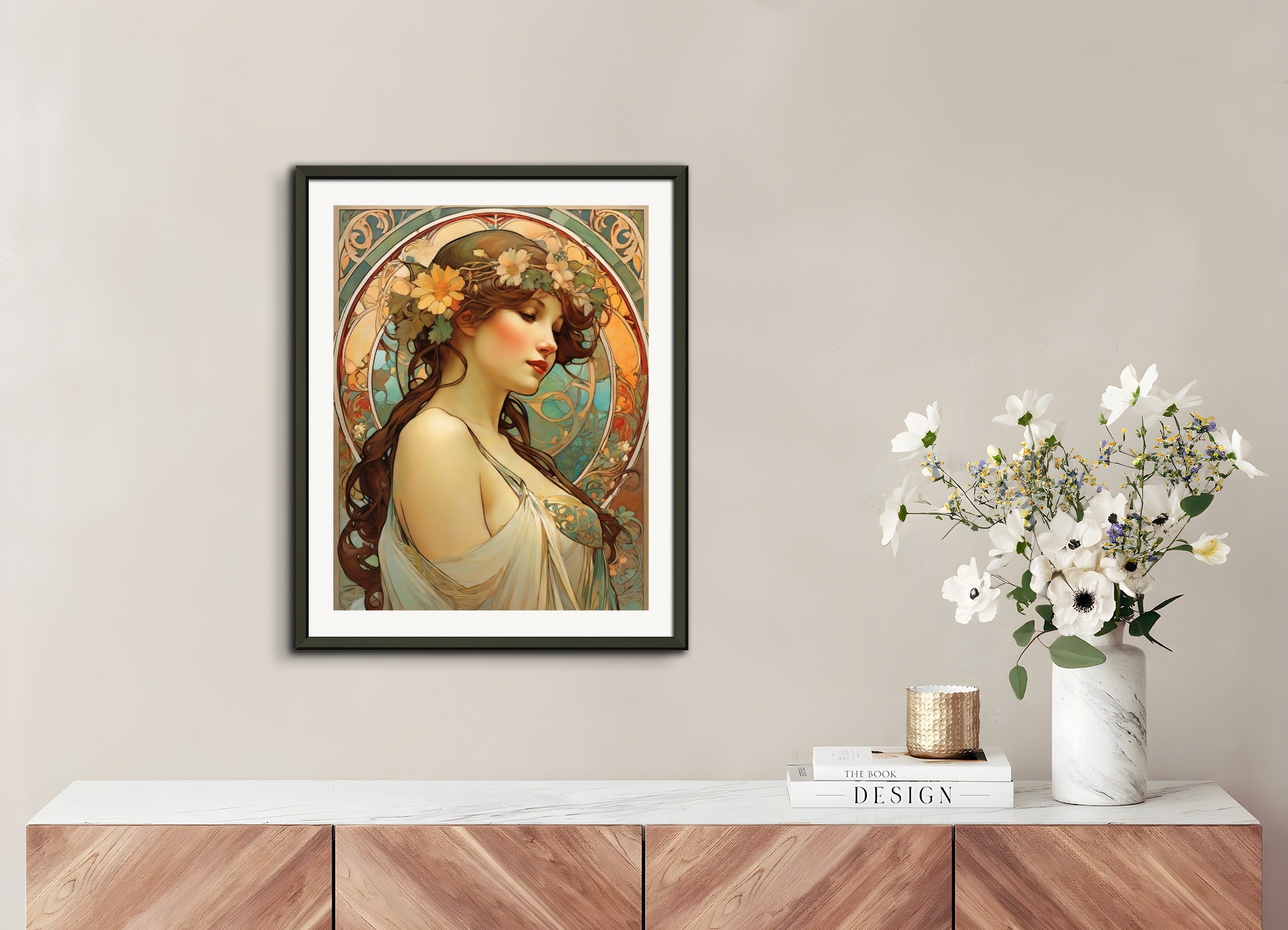 Poster with metal frame: Alfons Mucha, Wine