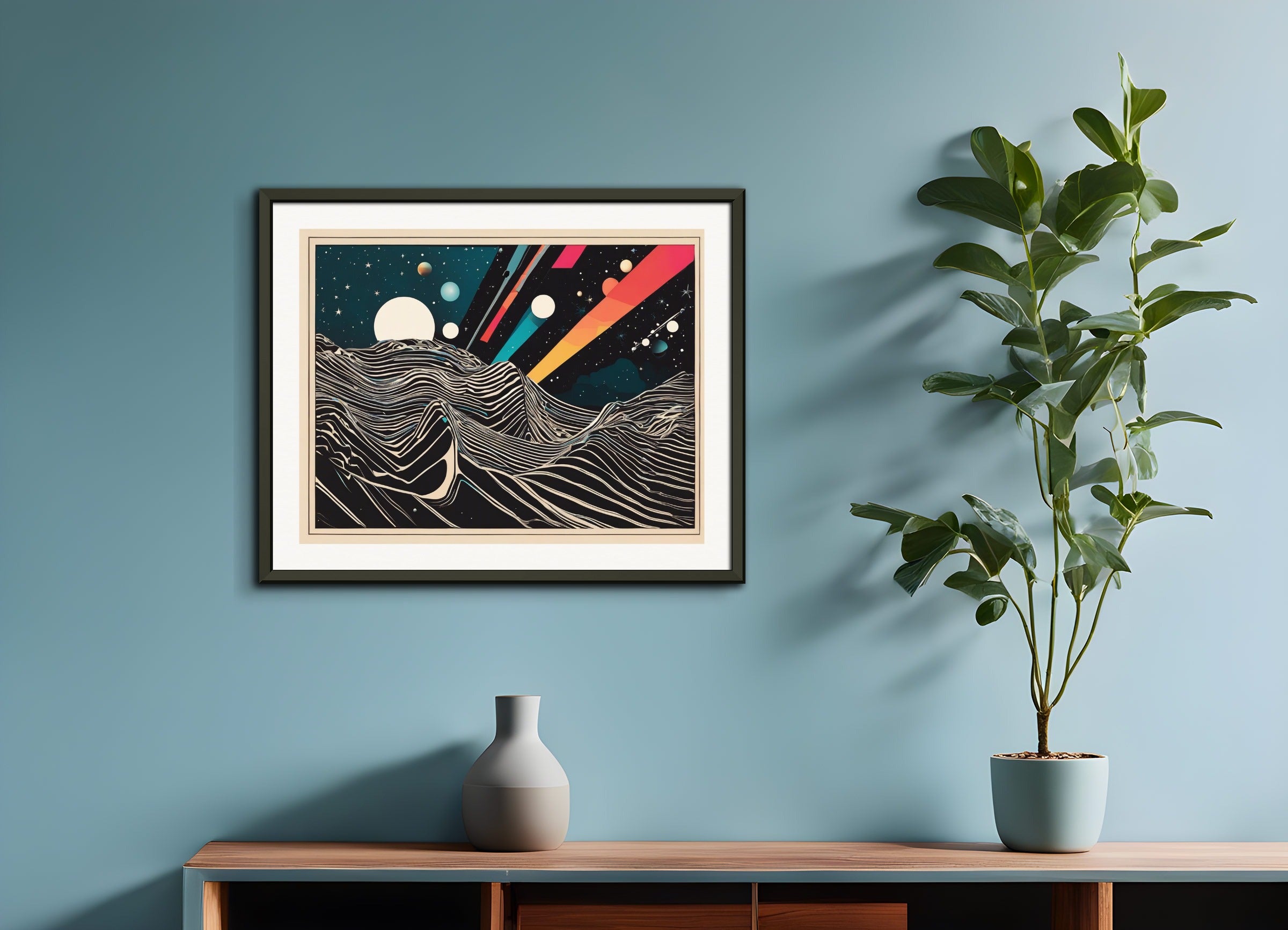 Poster with metal frame: Neo-pop art, Astronomy