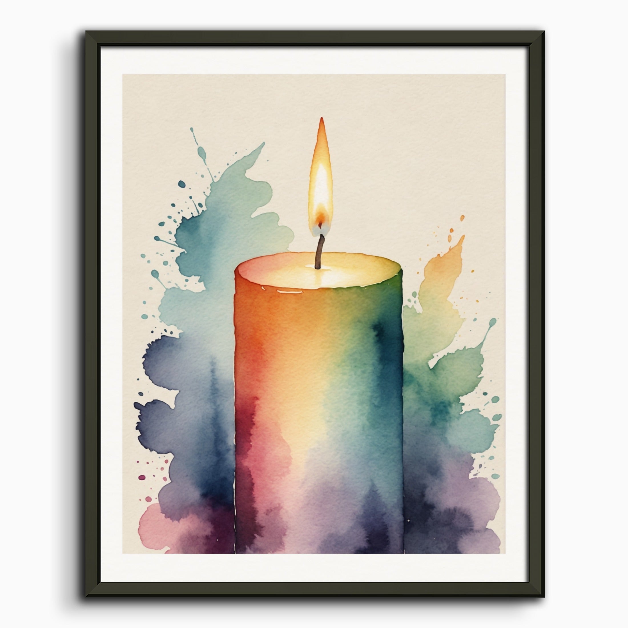 Poster: Abstract watercolor illustration using a gradient of colors, Candle