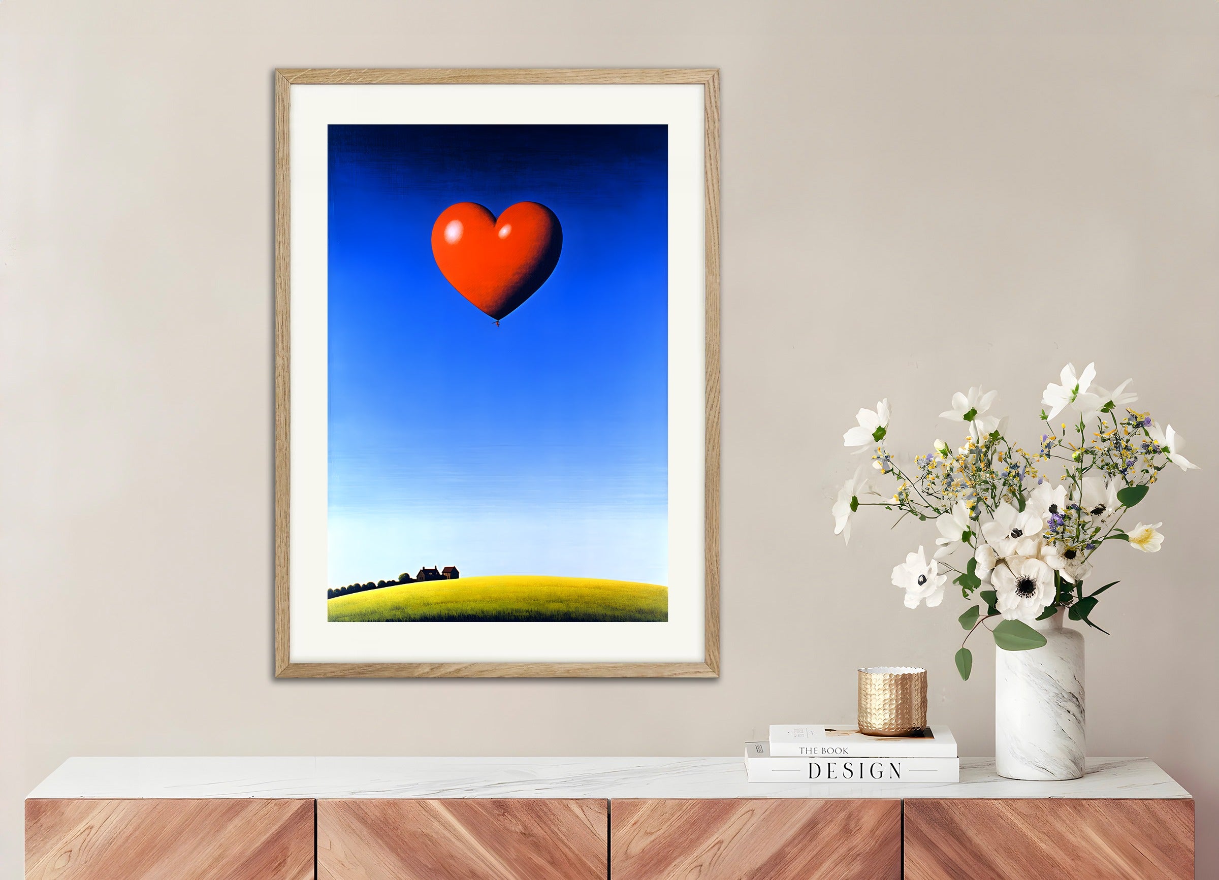 Poster with natural wood frame: Love is in the Air