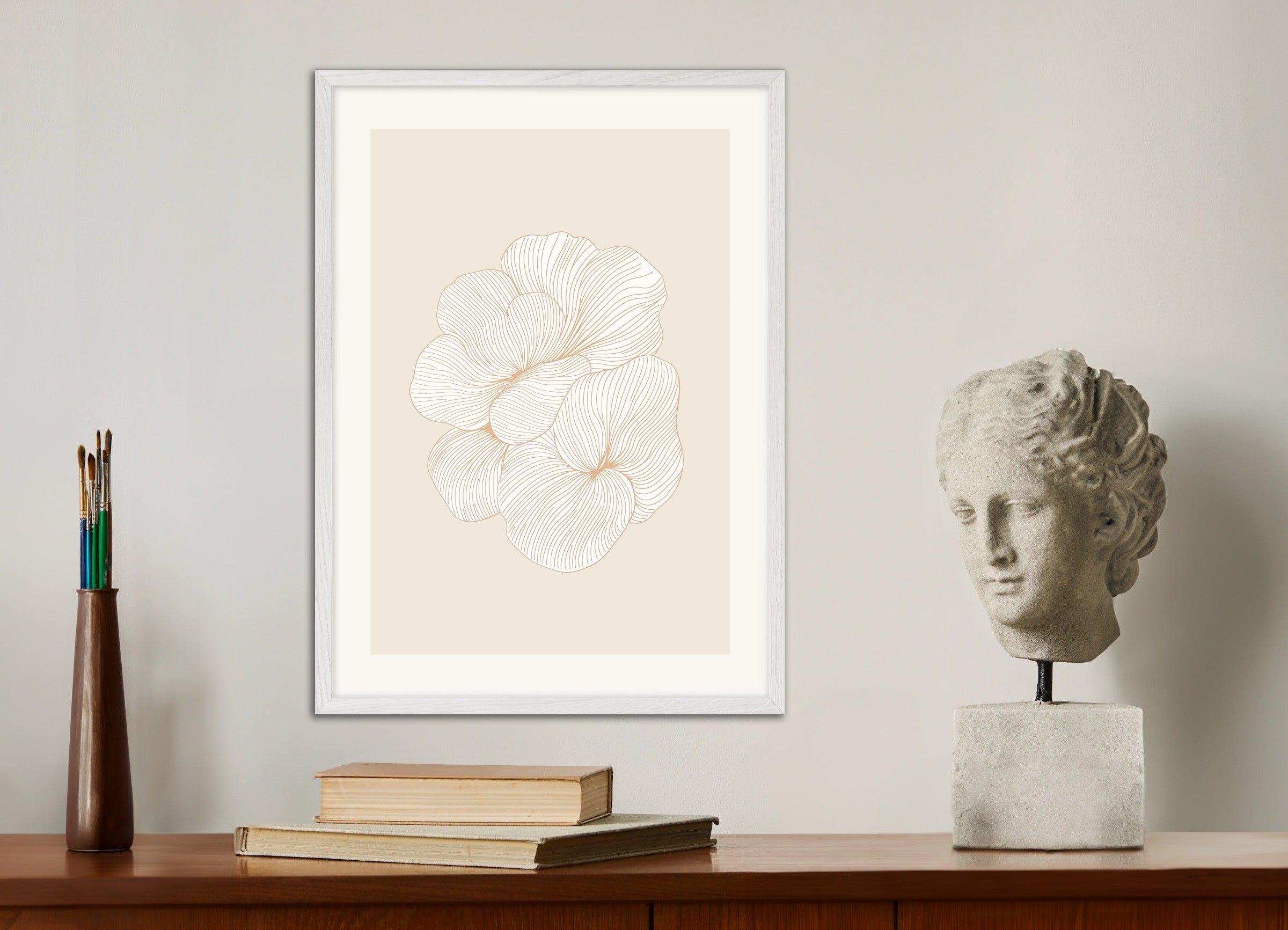 Poster with white wood frame: Floral pattern, abstract art