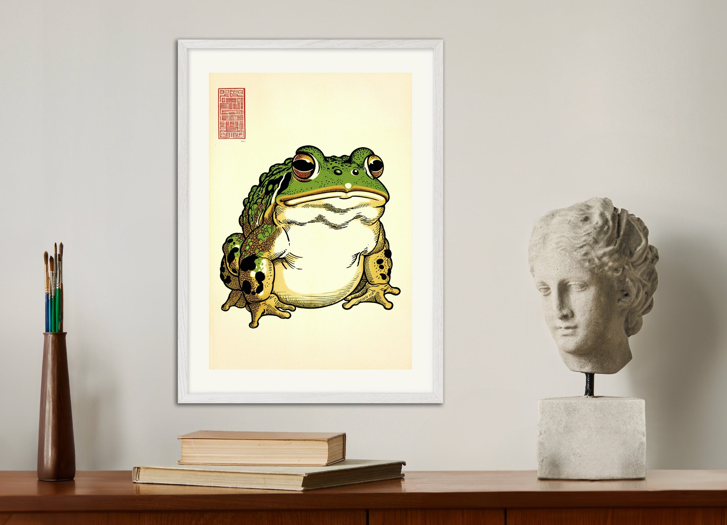 Poster with white wood frame: Japanese toad 01