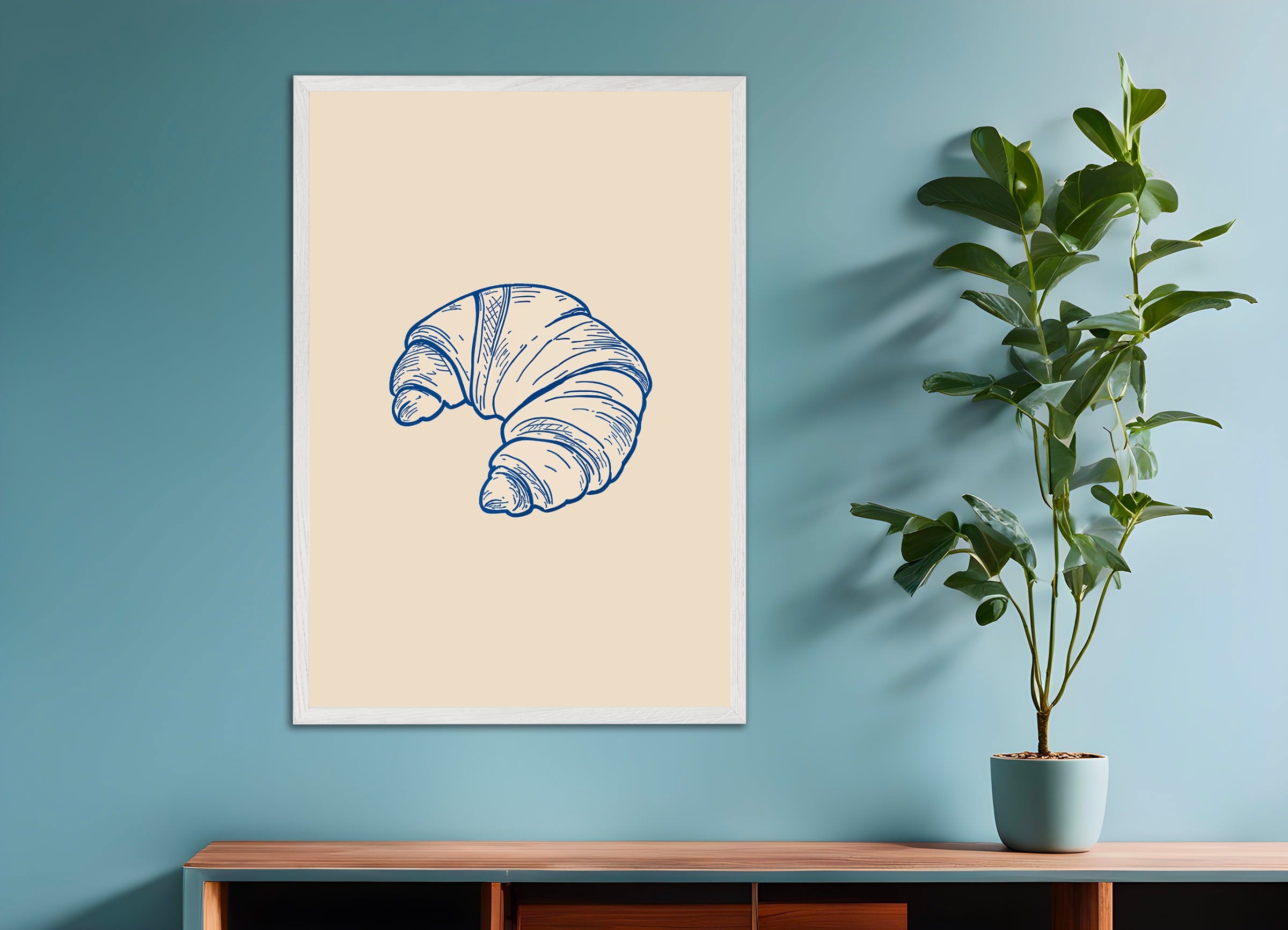 Poster with wood frame: Croissant Culture - Bakery