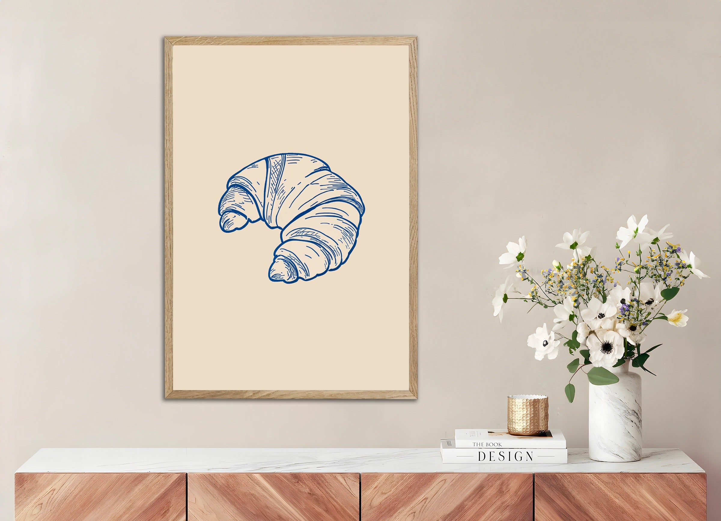 Poster with wood frame: Croissant Culture - Bakery