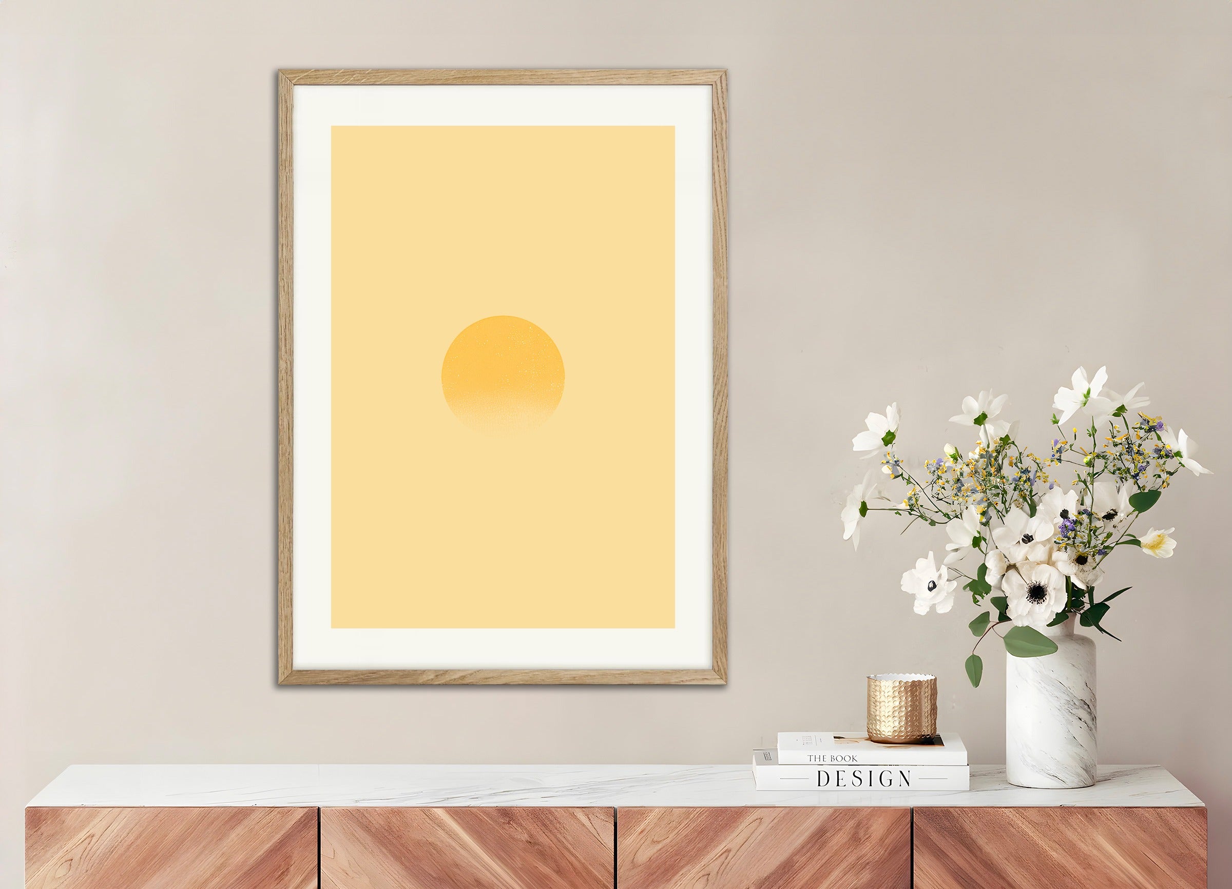 Poster with natural wood frame: Filigree sun