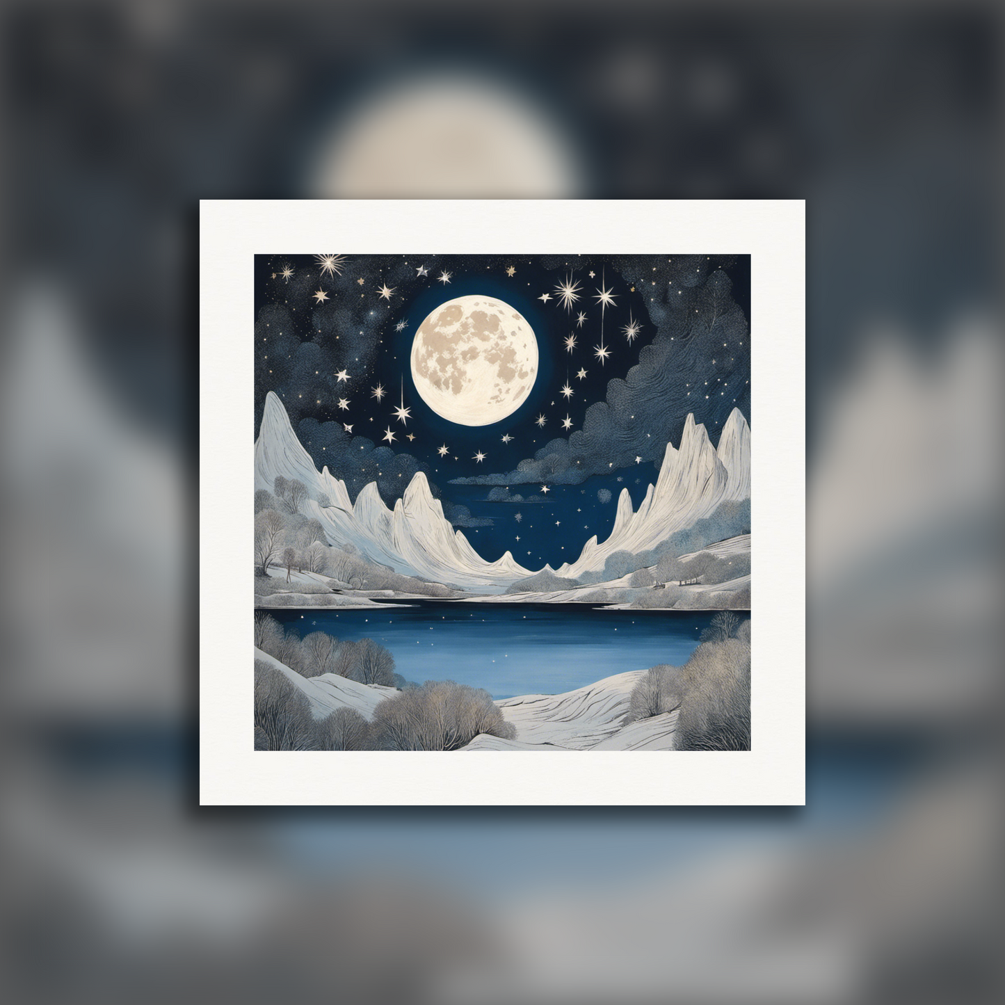 Moomins, Moon and starry sky - Poster