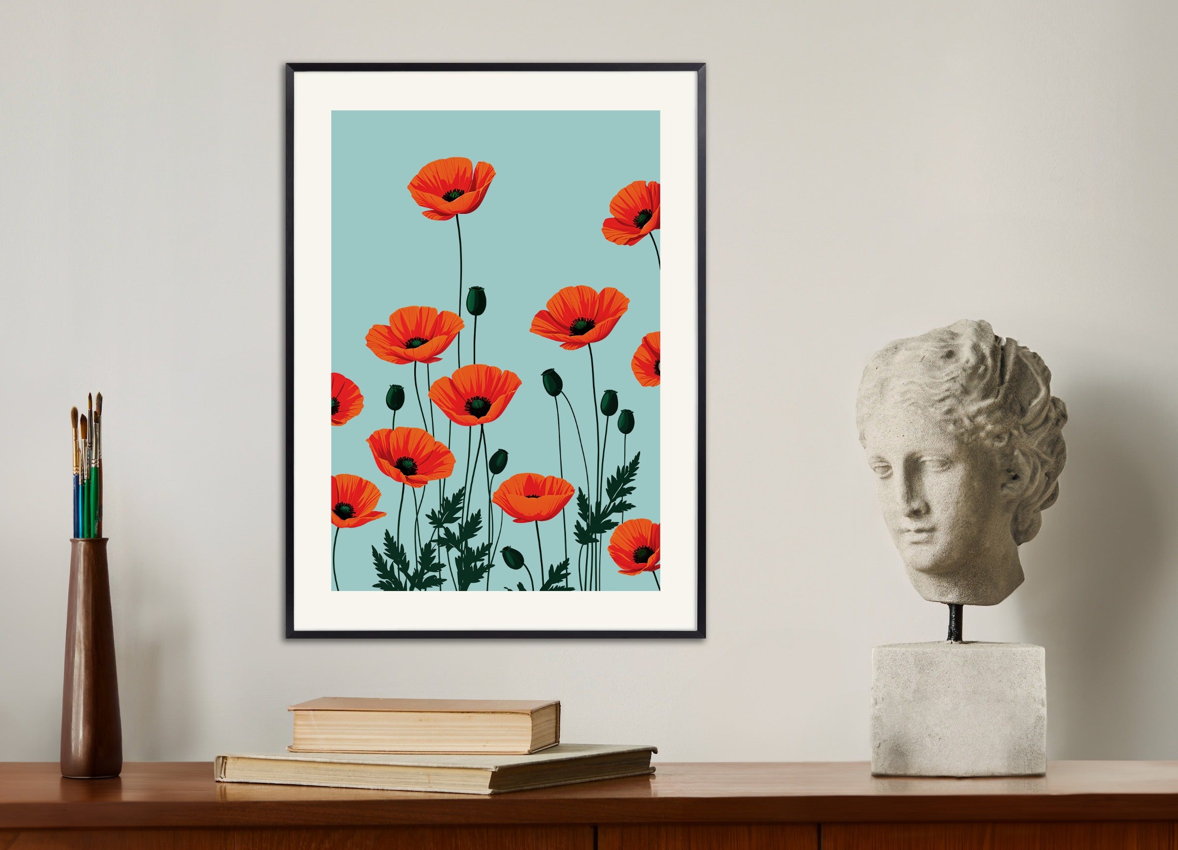 Poster with metal frame: Poppies