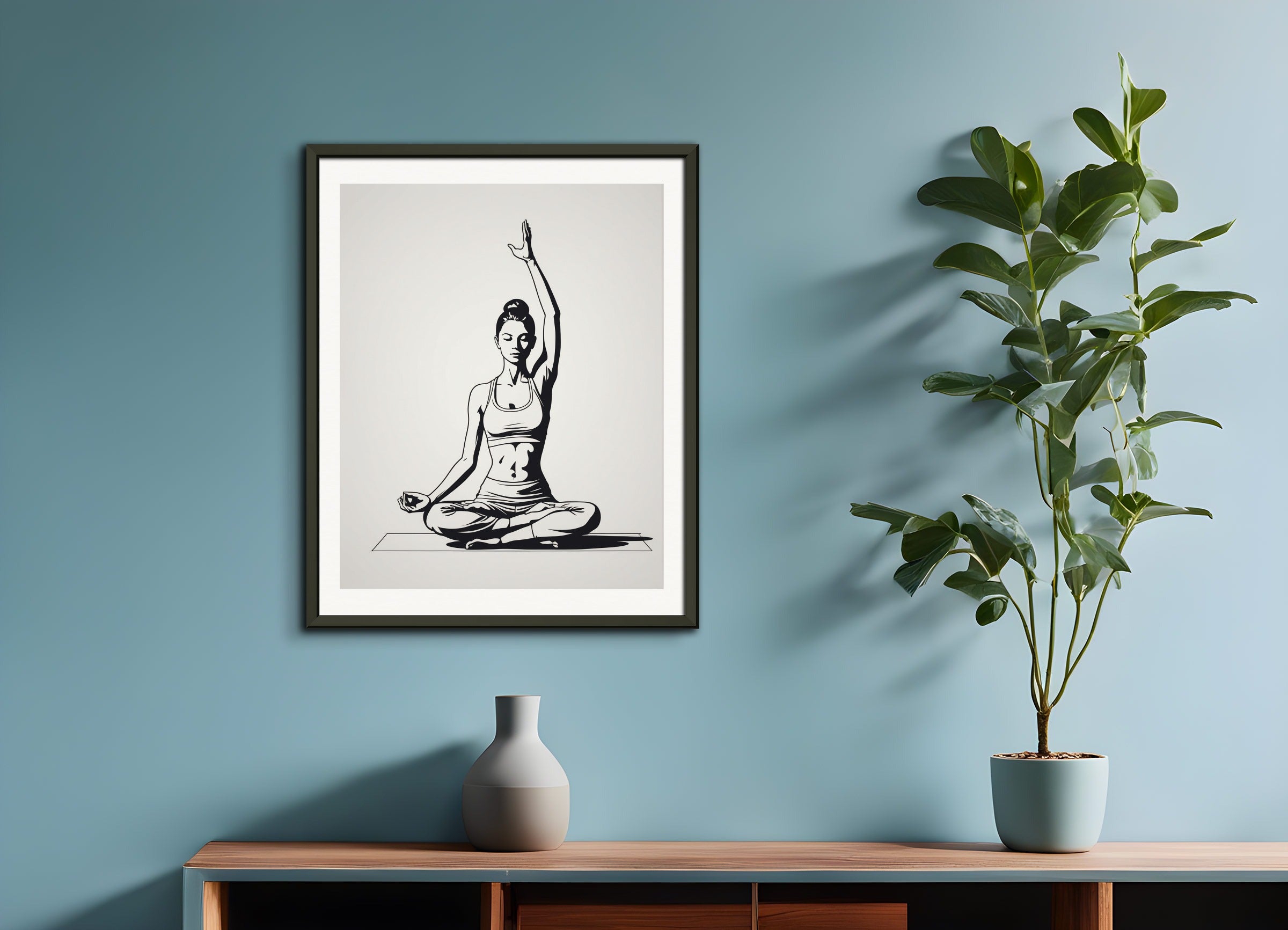 Poster with metal frame: Minimalist drawing, Yoga