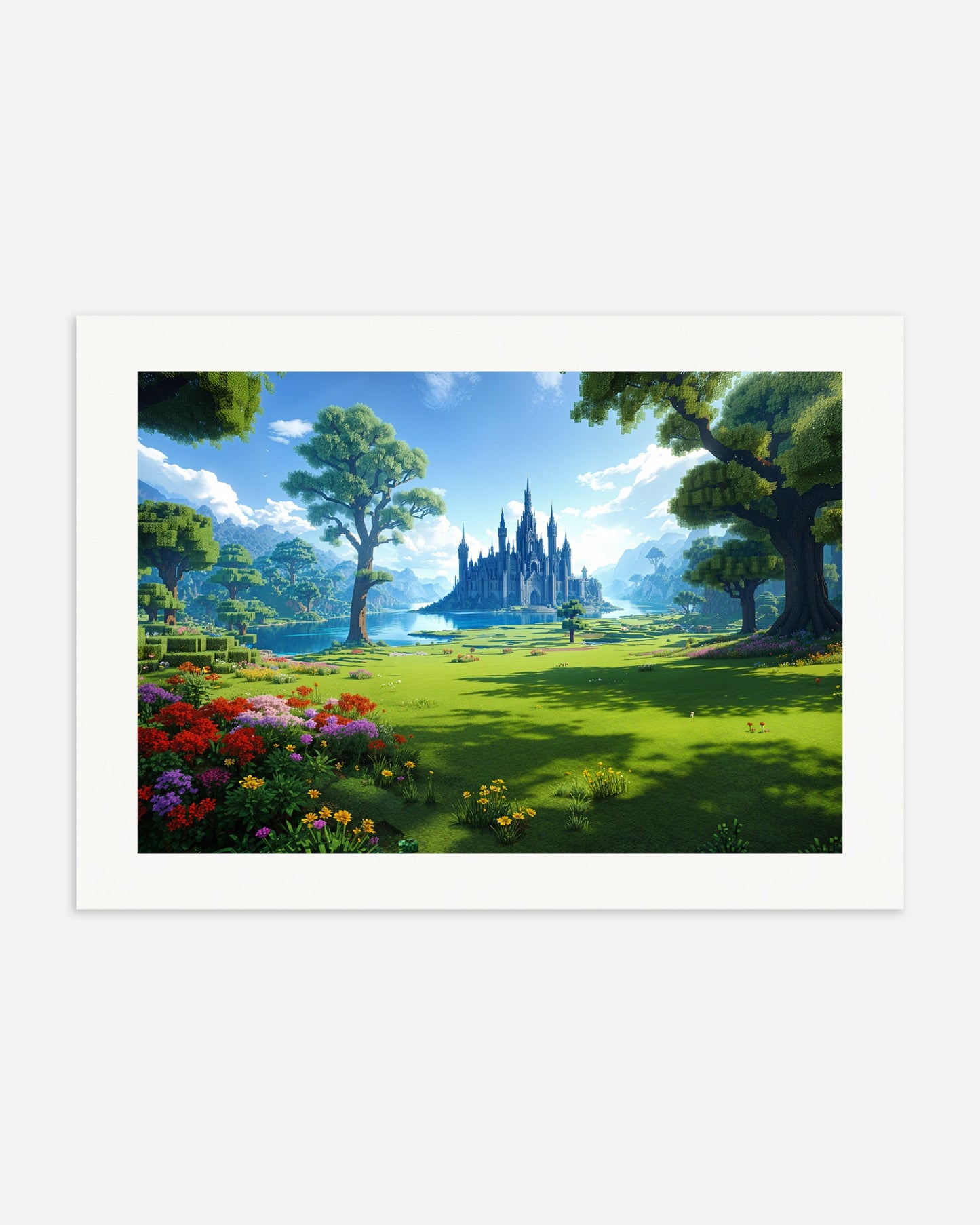 Poster: Minecraft castle, beautiful landscape, none