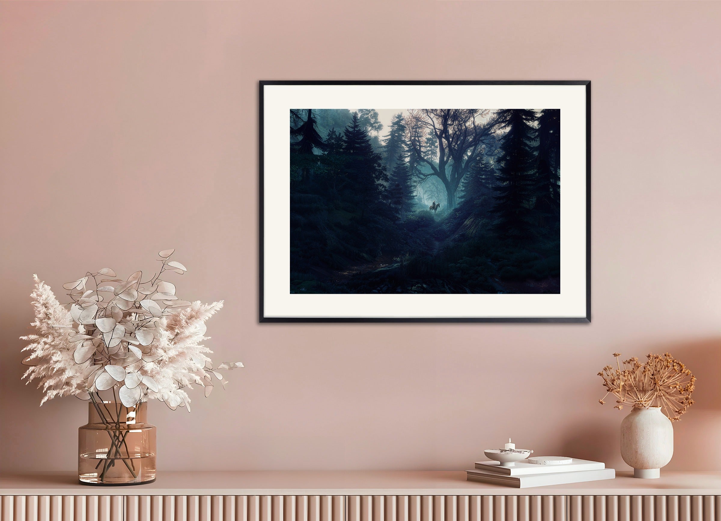 Poster with metal frame: The Witcher, dark forest, fan art