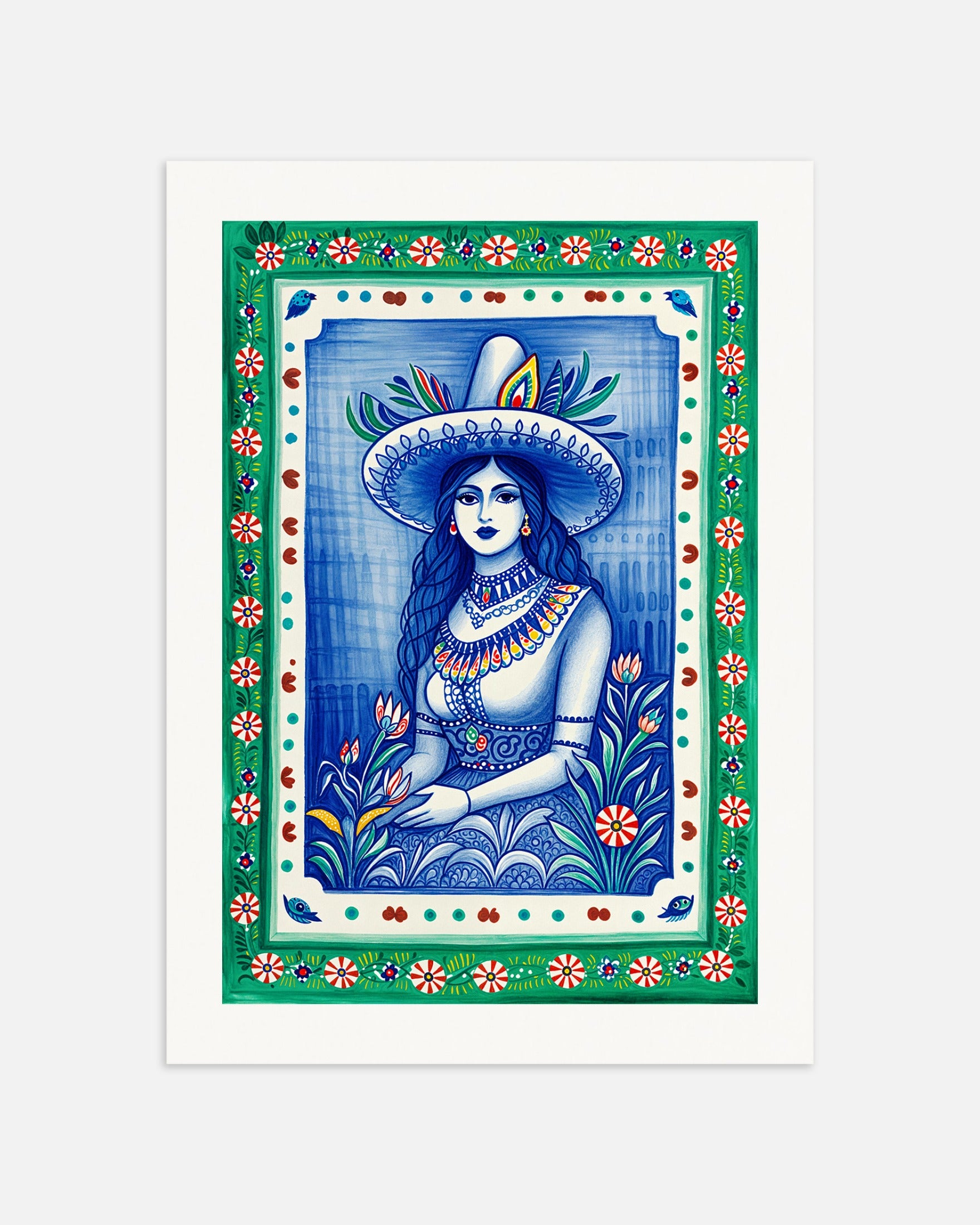 Poster: Mexican art, folklore, women portrait, none