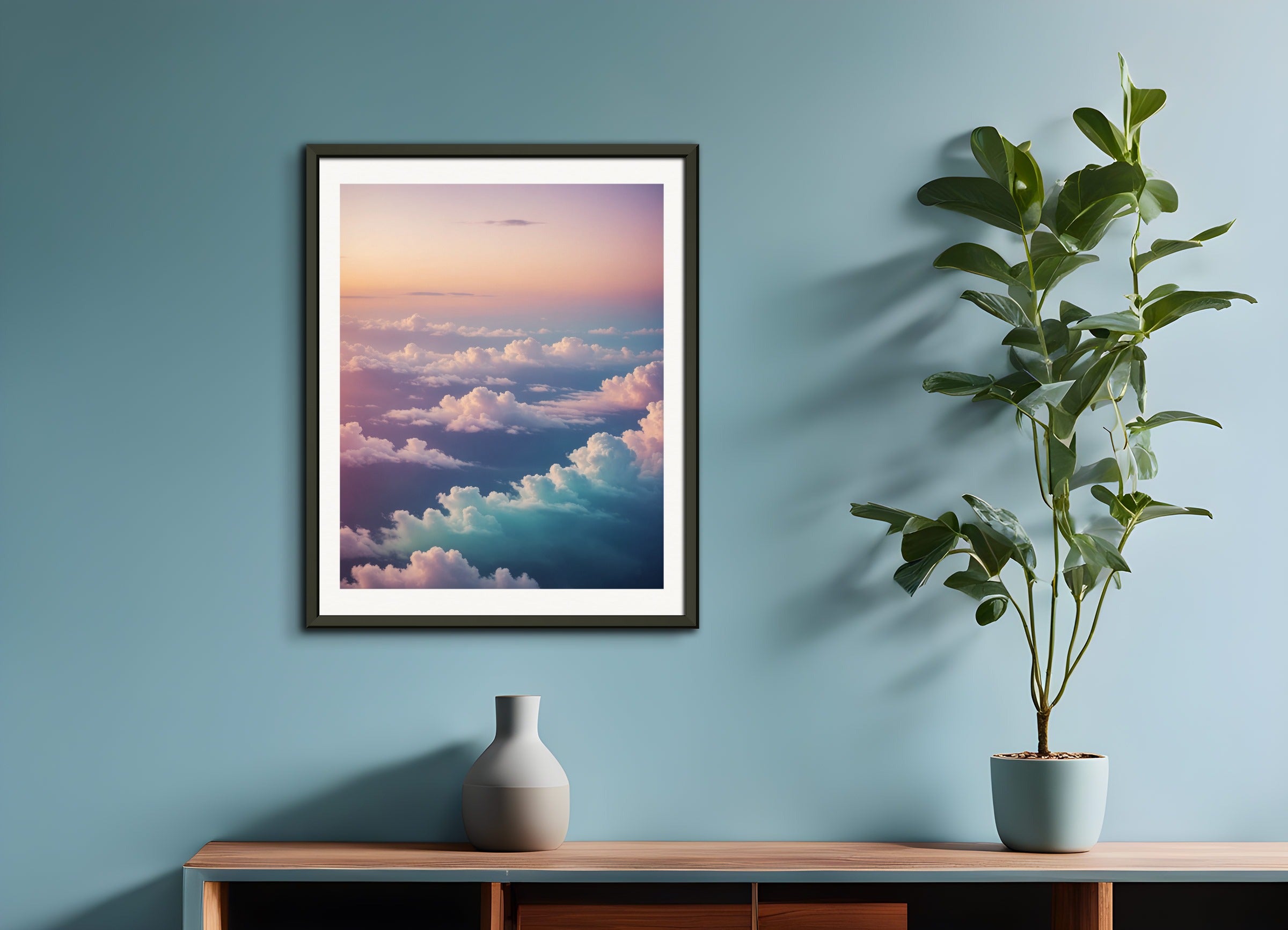 Poster with metal frame: Soothing Abstract Gradients, Clouds