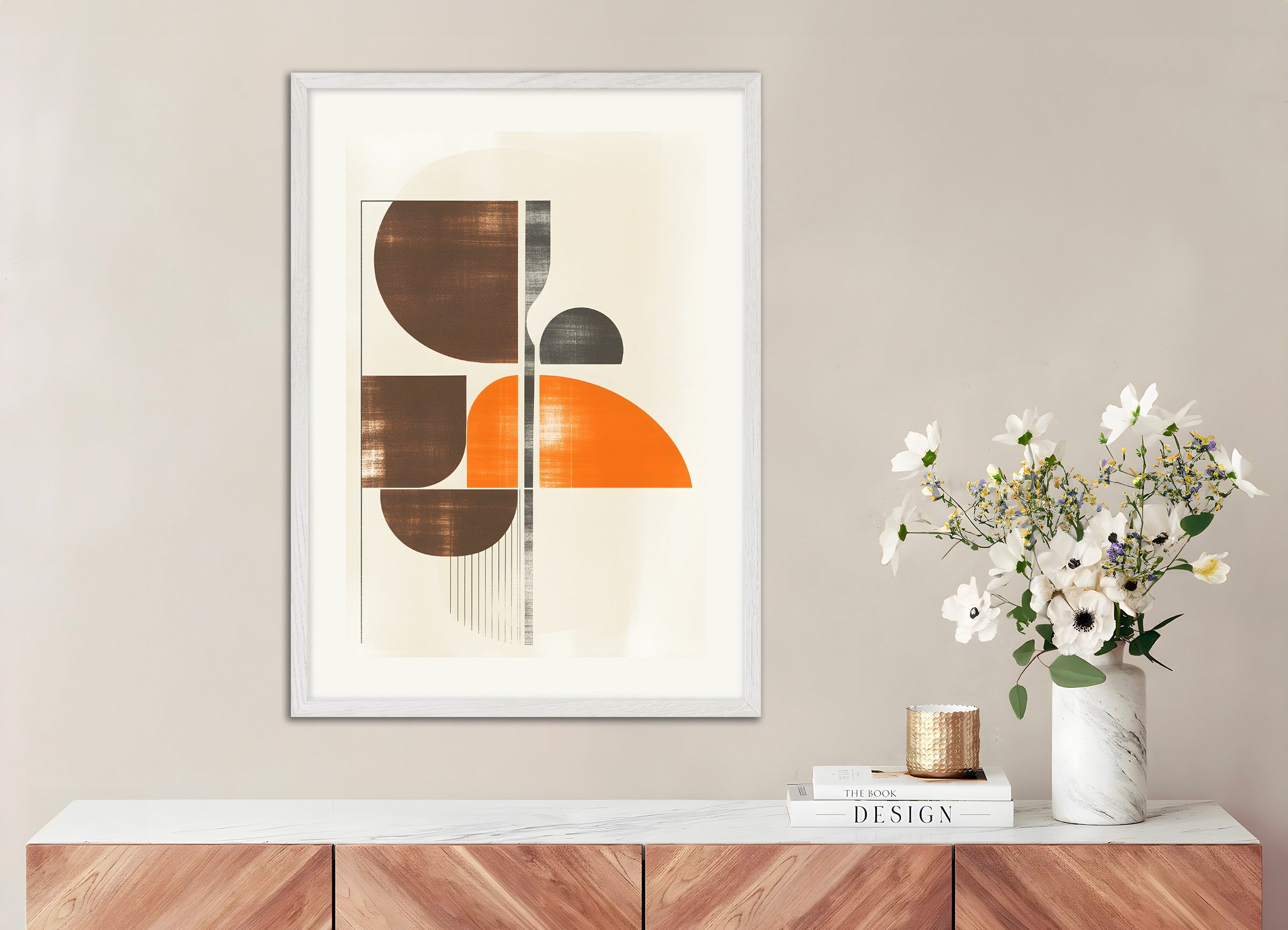 Poster with white wood frame: Abstract patterns 02