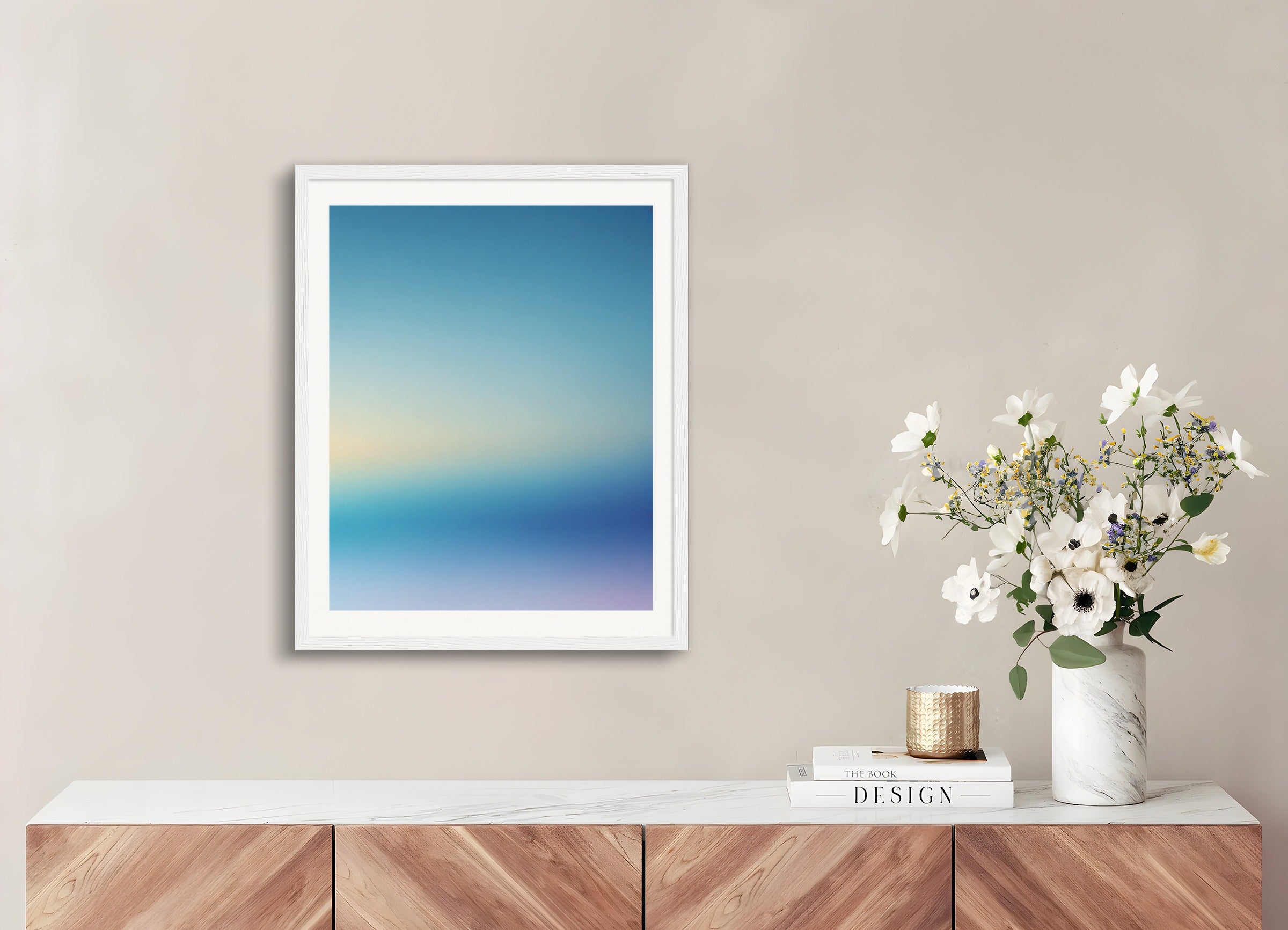 Poster with wood frame: Soothing Abstract Gradients, blue sky