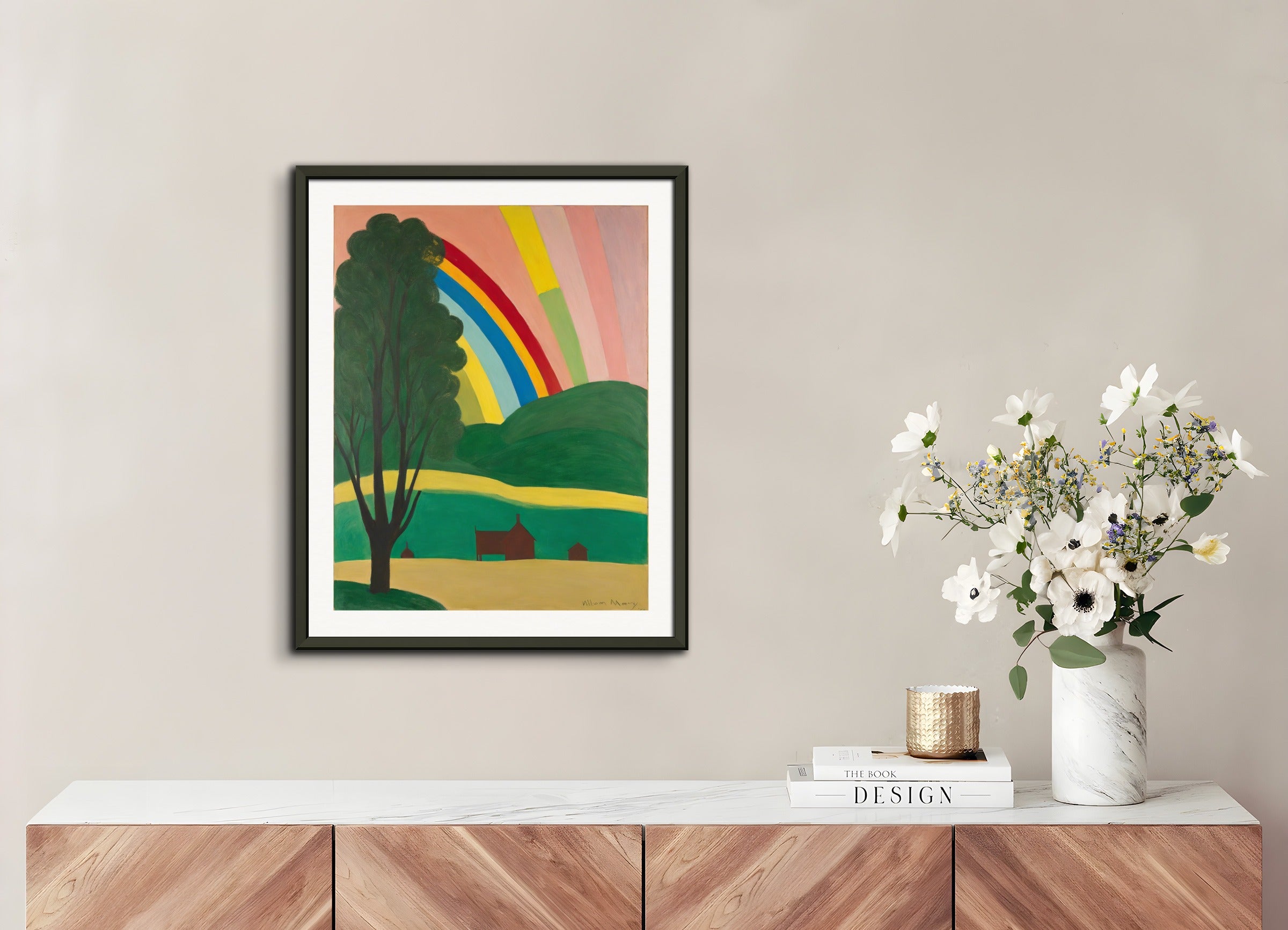 Poster with metal frame: American intimate figurative, abstract trend, Rainbow