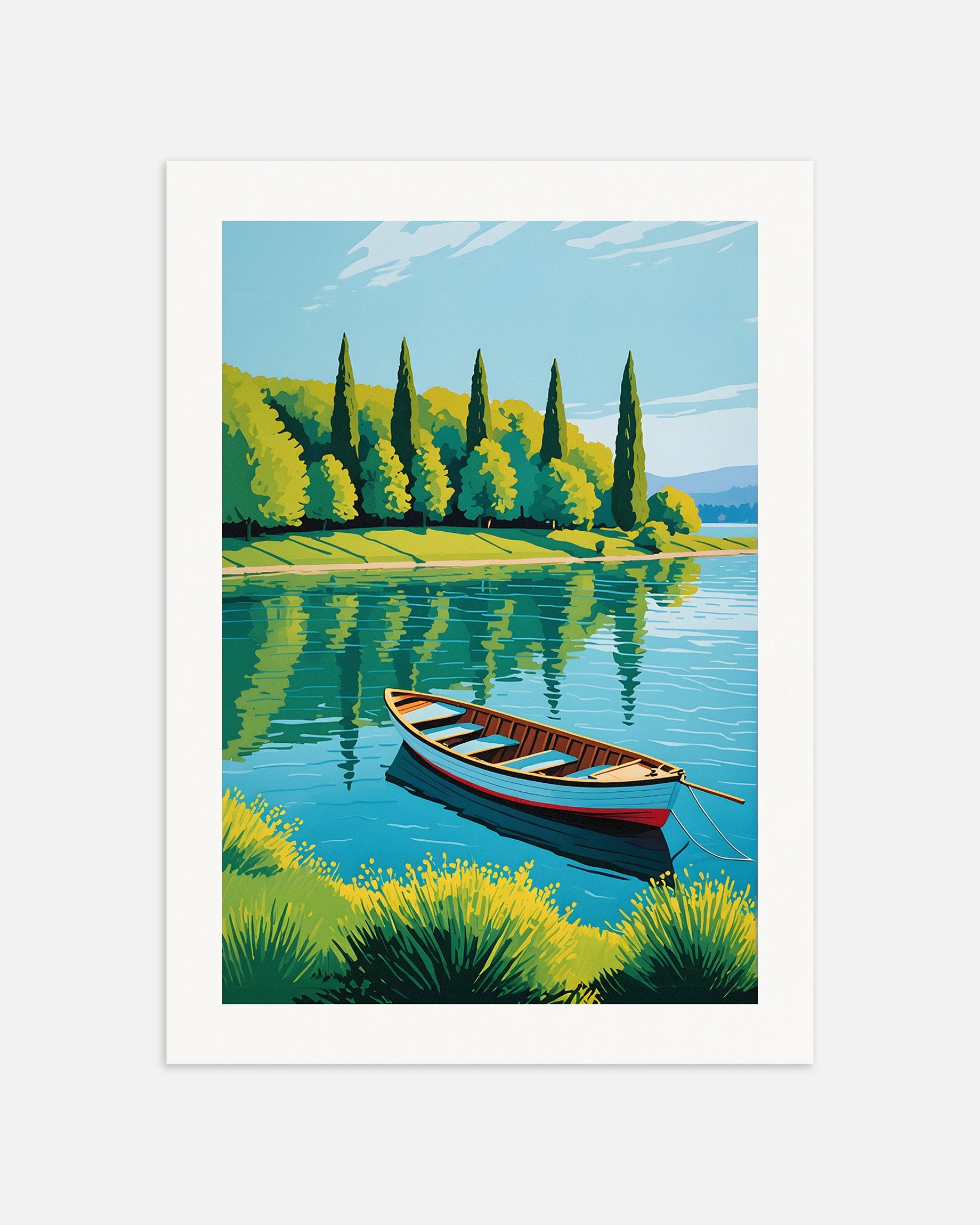 Poster: A boat on a lake, none