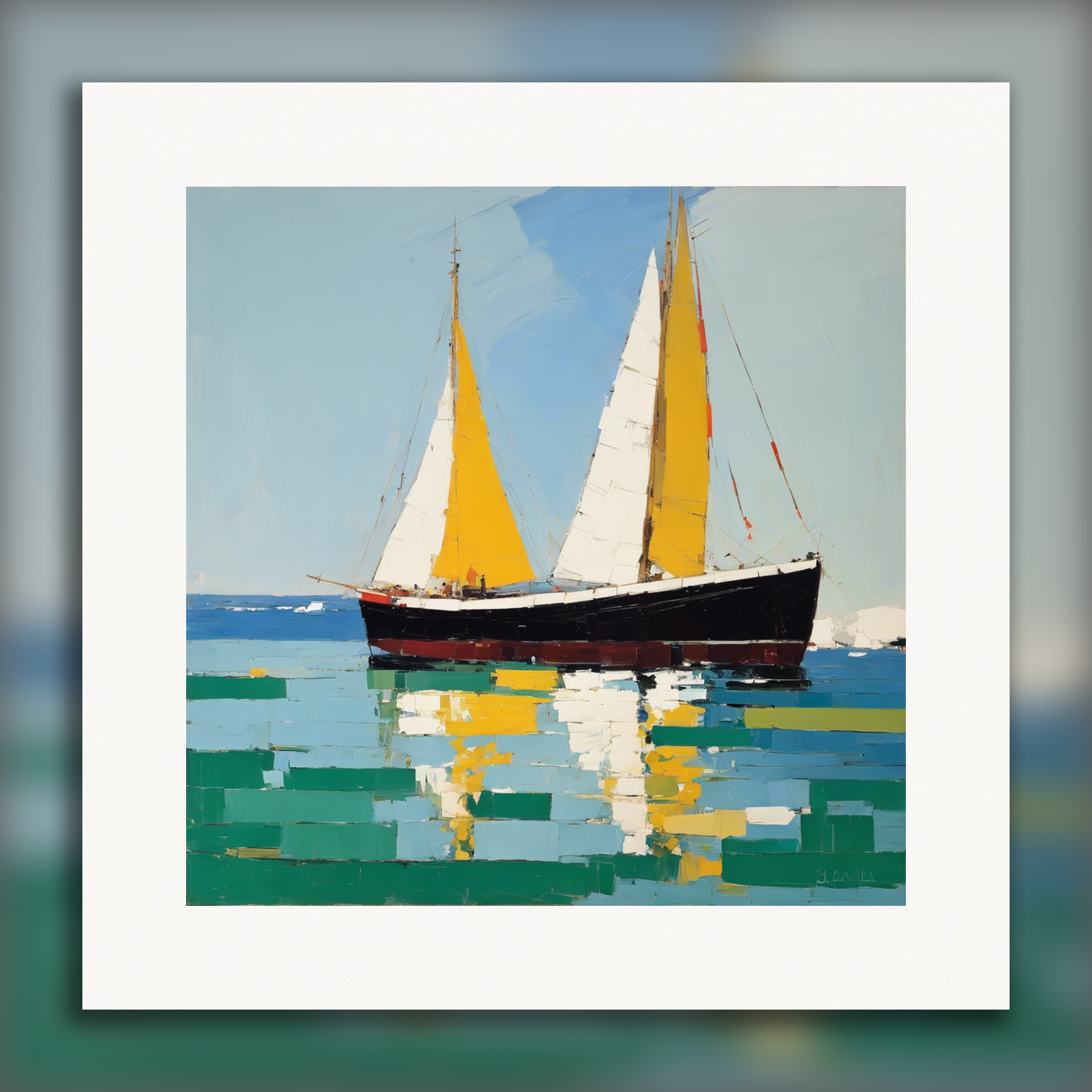 Abstract Art, sailing boat - Poster