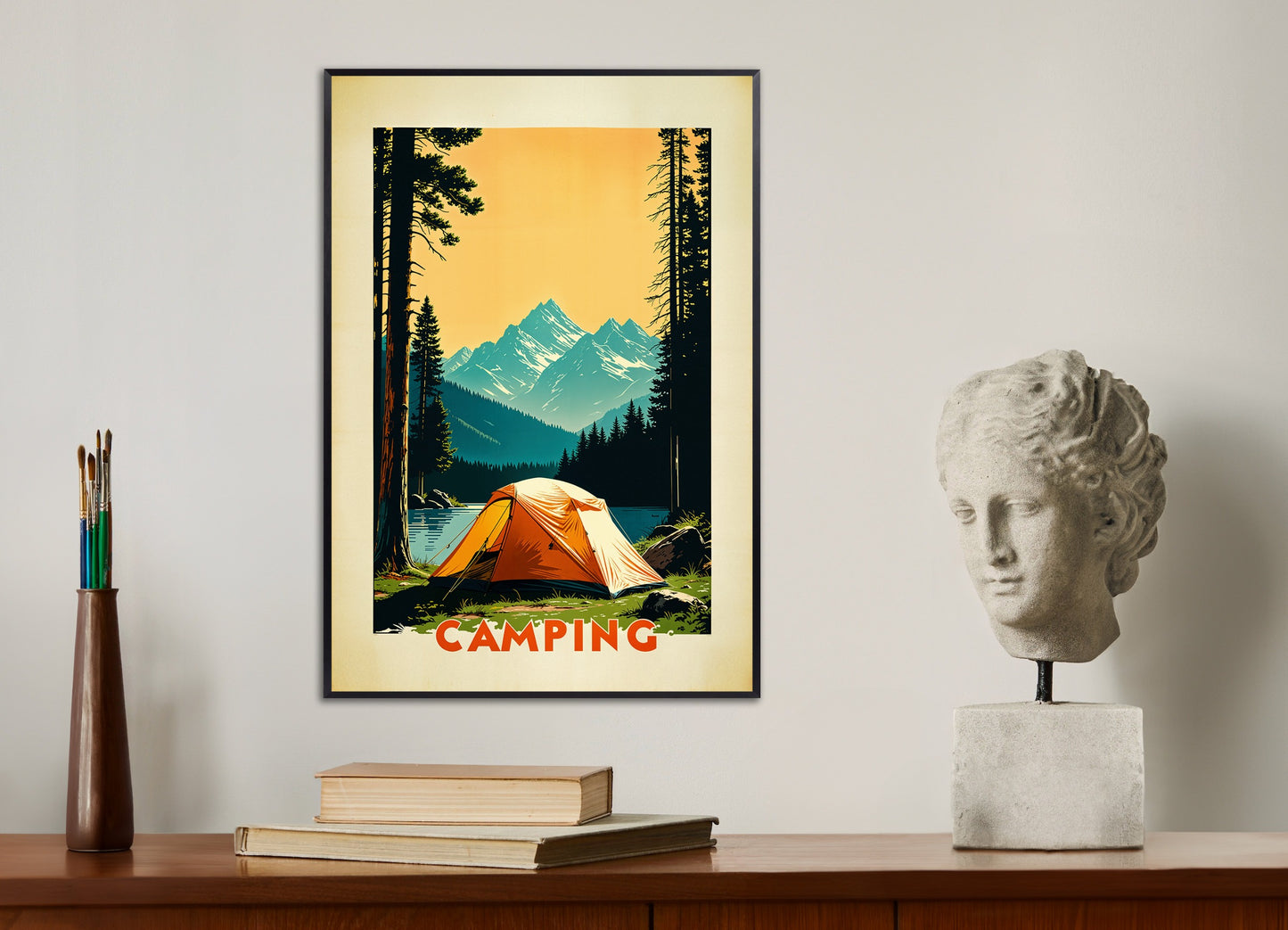 Poster with metal frame: Nature, camping and mountains poster