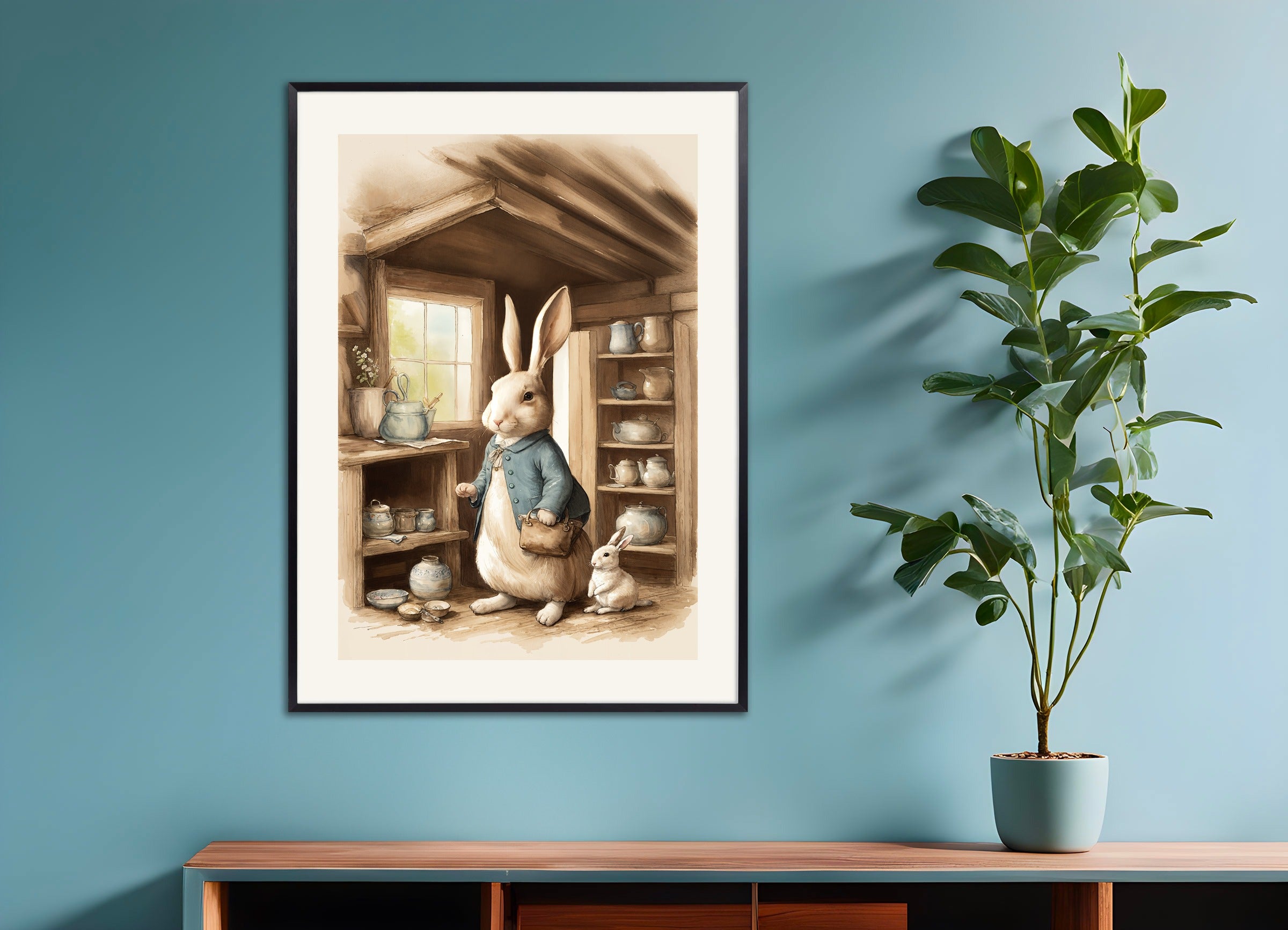 Poster with metal frame: The Tale of Peter Rabbit, tribute to Beatrix Potter 02