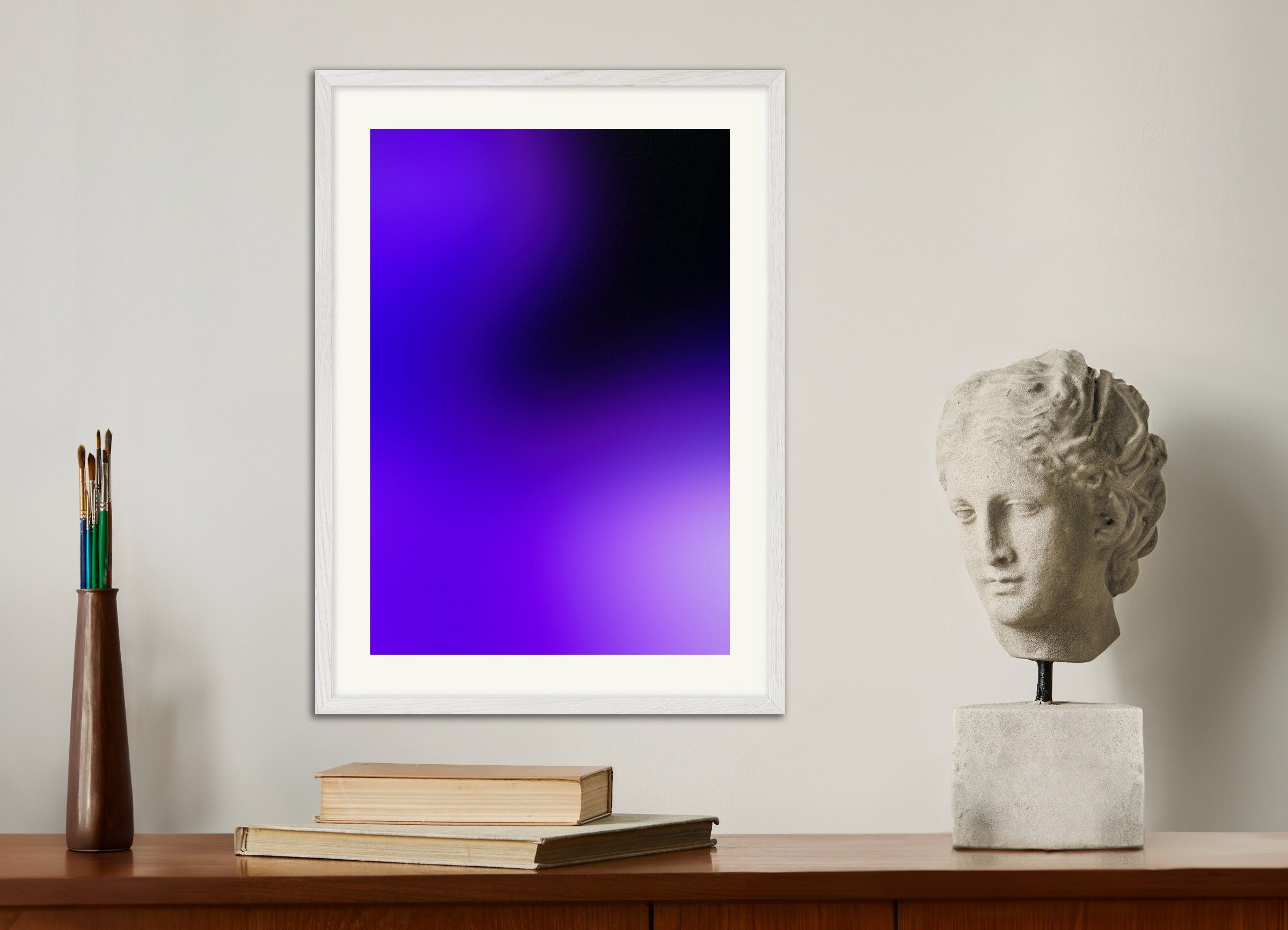 Poster with white wood frame: Purple gradients