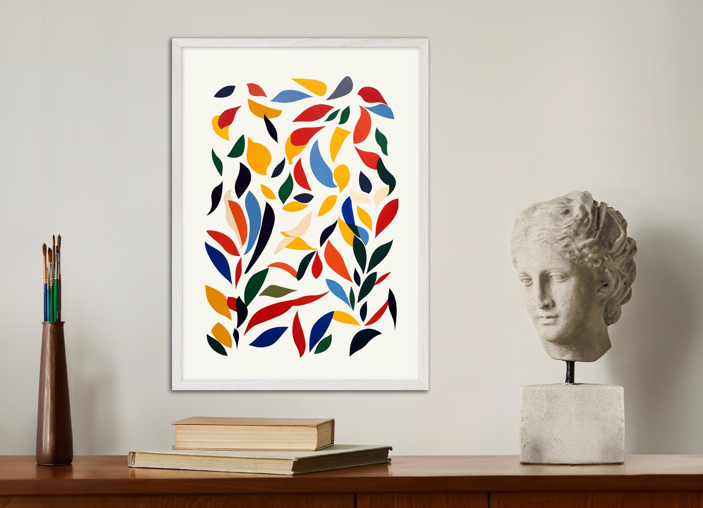 Poster with white wood frame: Colorful cut-outs