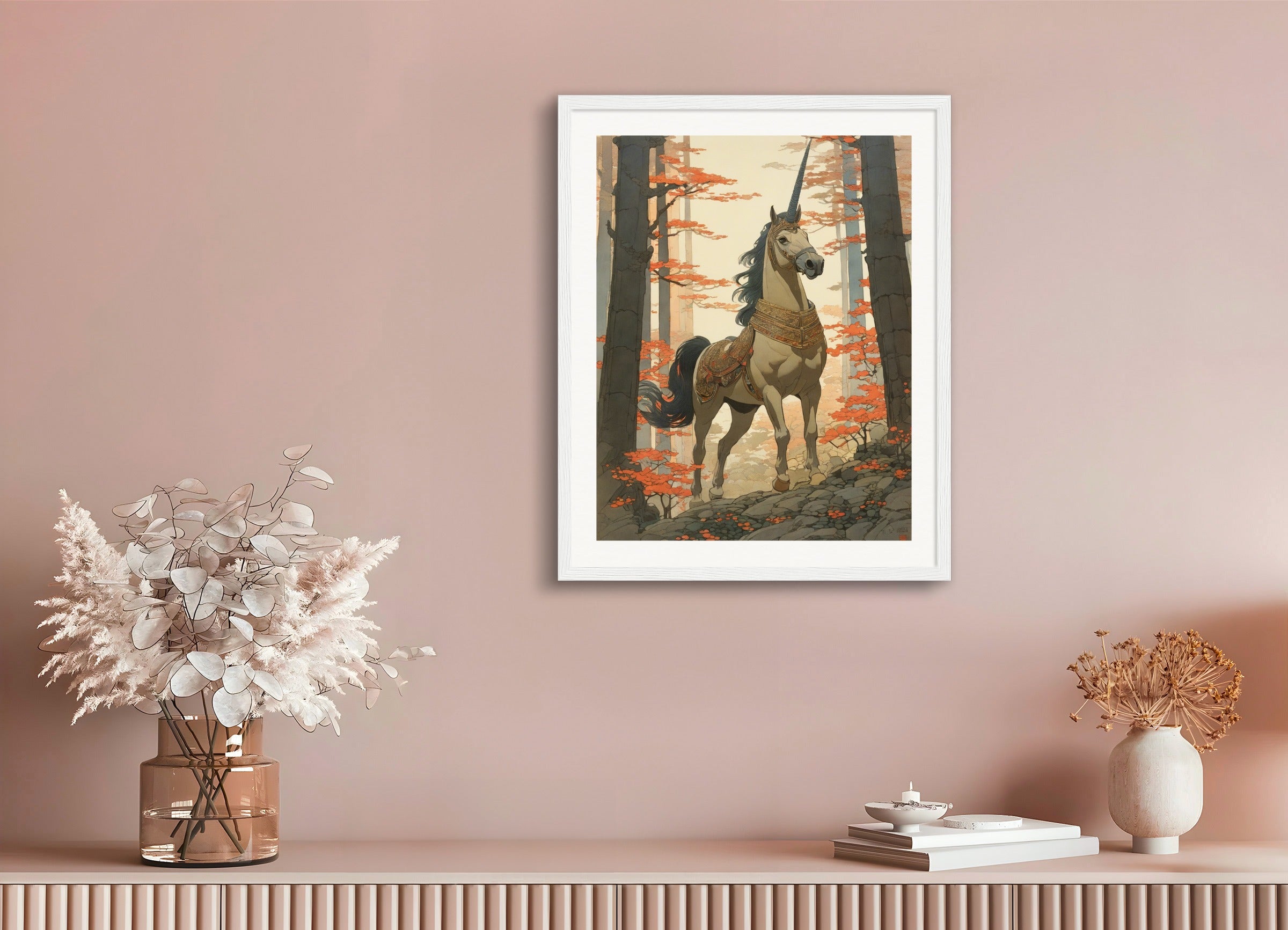 Poster with wood frame: Hiroshi Yoshida, Unicorn