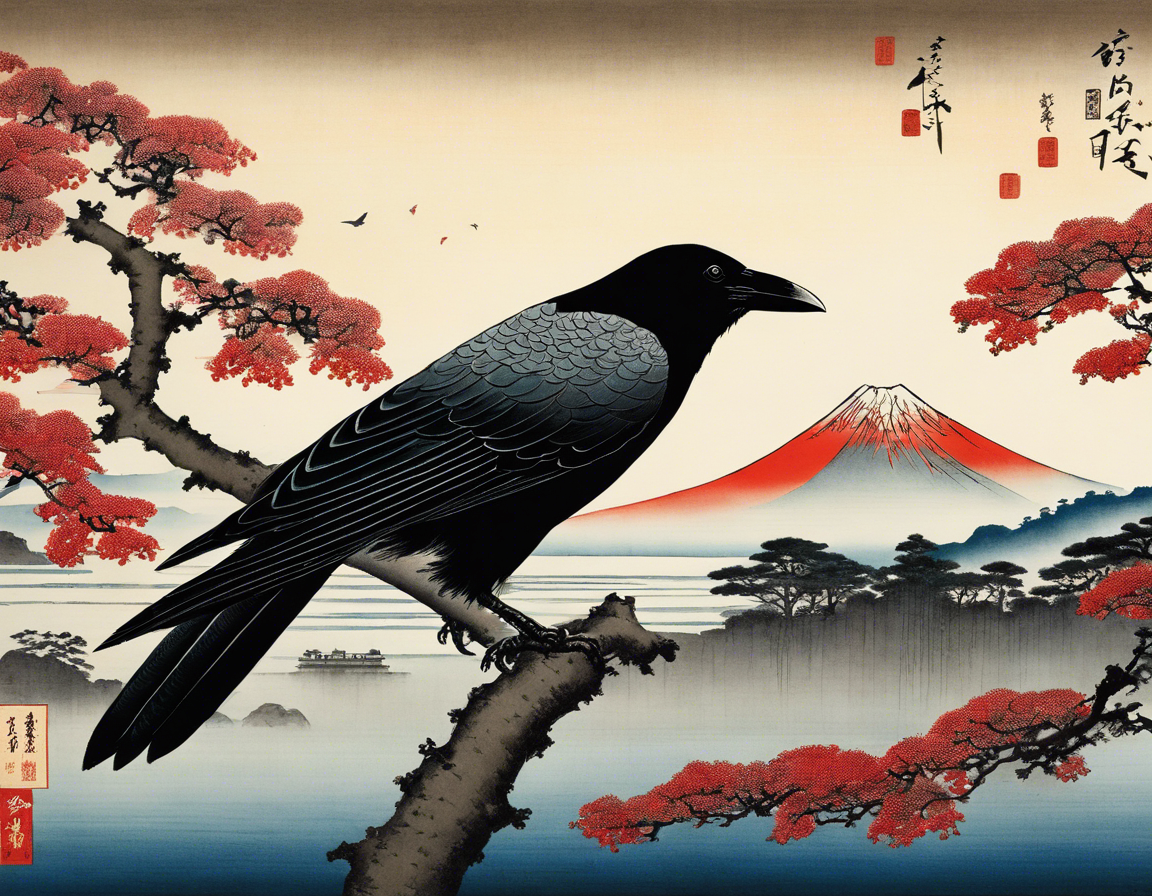 Vistas poéticas de ukiyo-e, momentos fugaces, Cuervo - Póster